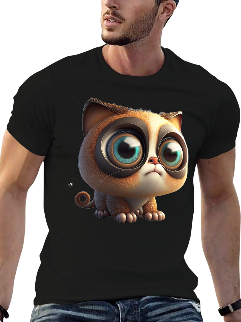 Cute Cartoon Cat T-Shirt - Graphic Tee