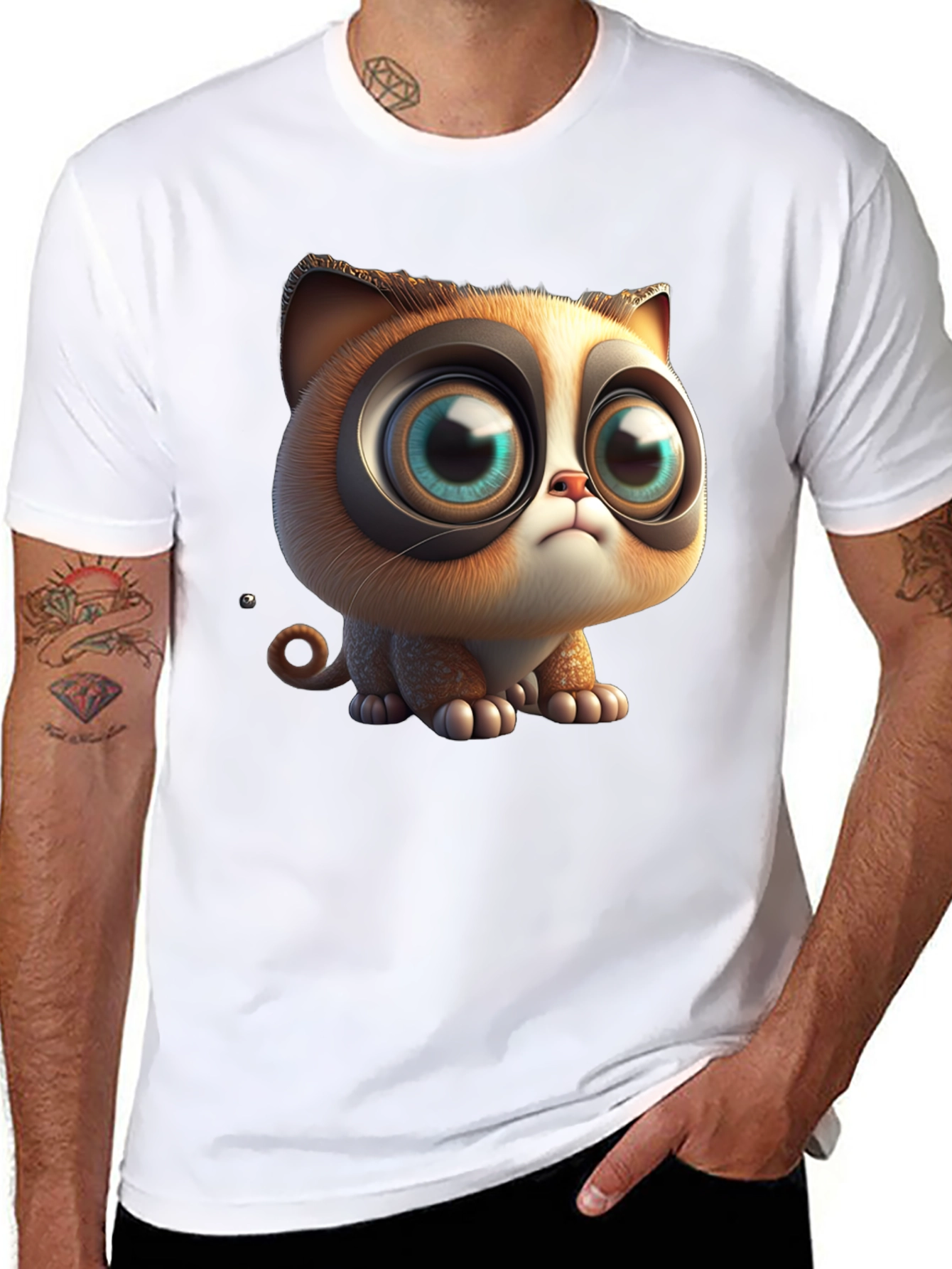 Cute Cartoon Cat T-Shirt - Graphic Tee