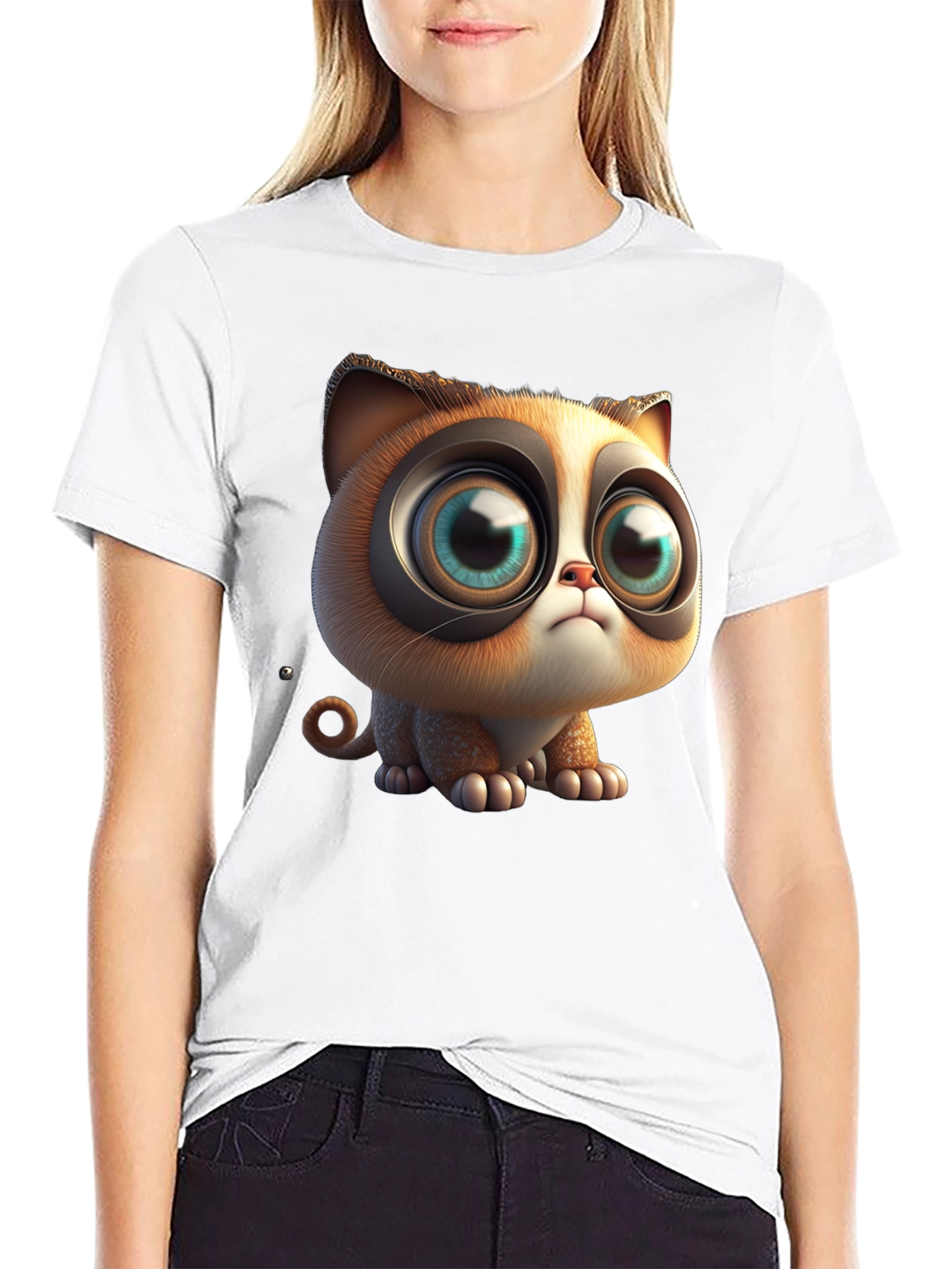 Cute Cartoon Cat T-Shirt - Graphic Tee