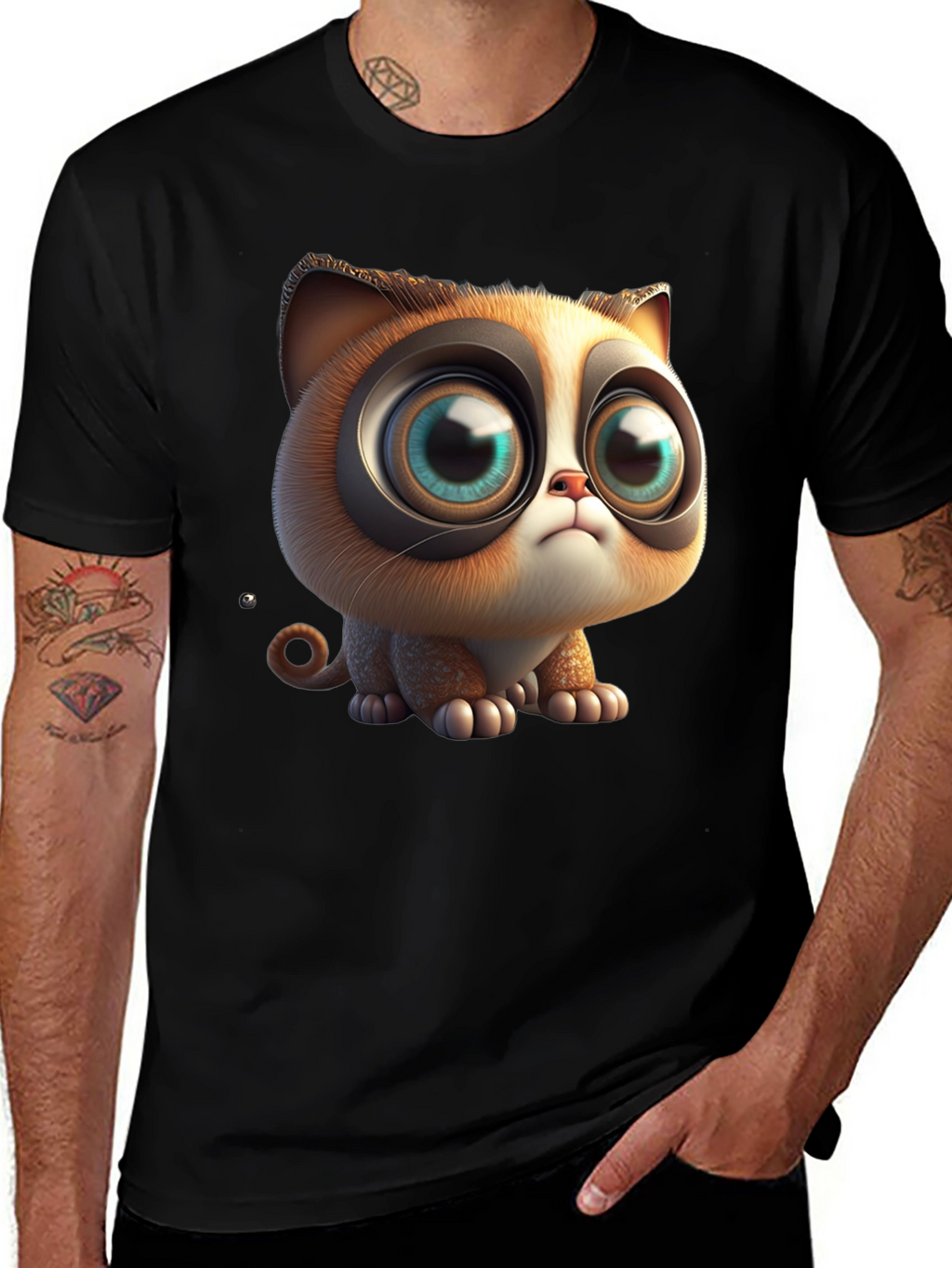 Cute Cartoon Cat T-Shirt - Graphic Tee
