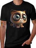 Cute Cartoon Cat T-Shirt - Graphic Tee