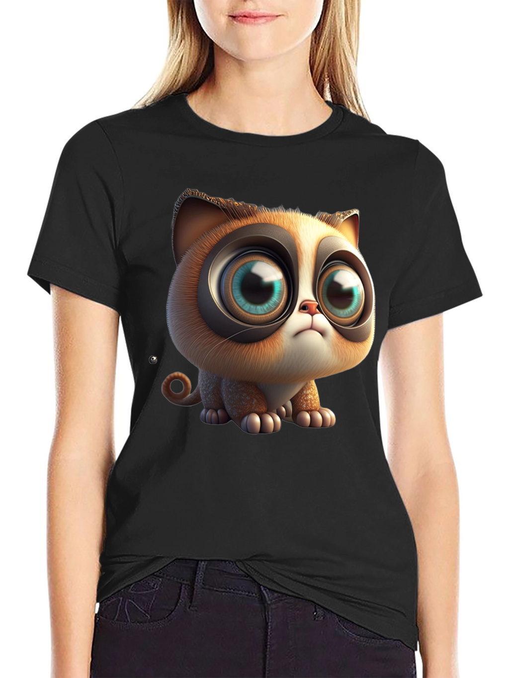 Cute Cartoon Cat T-Shirt - Graphic Tee