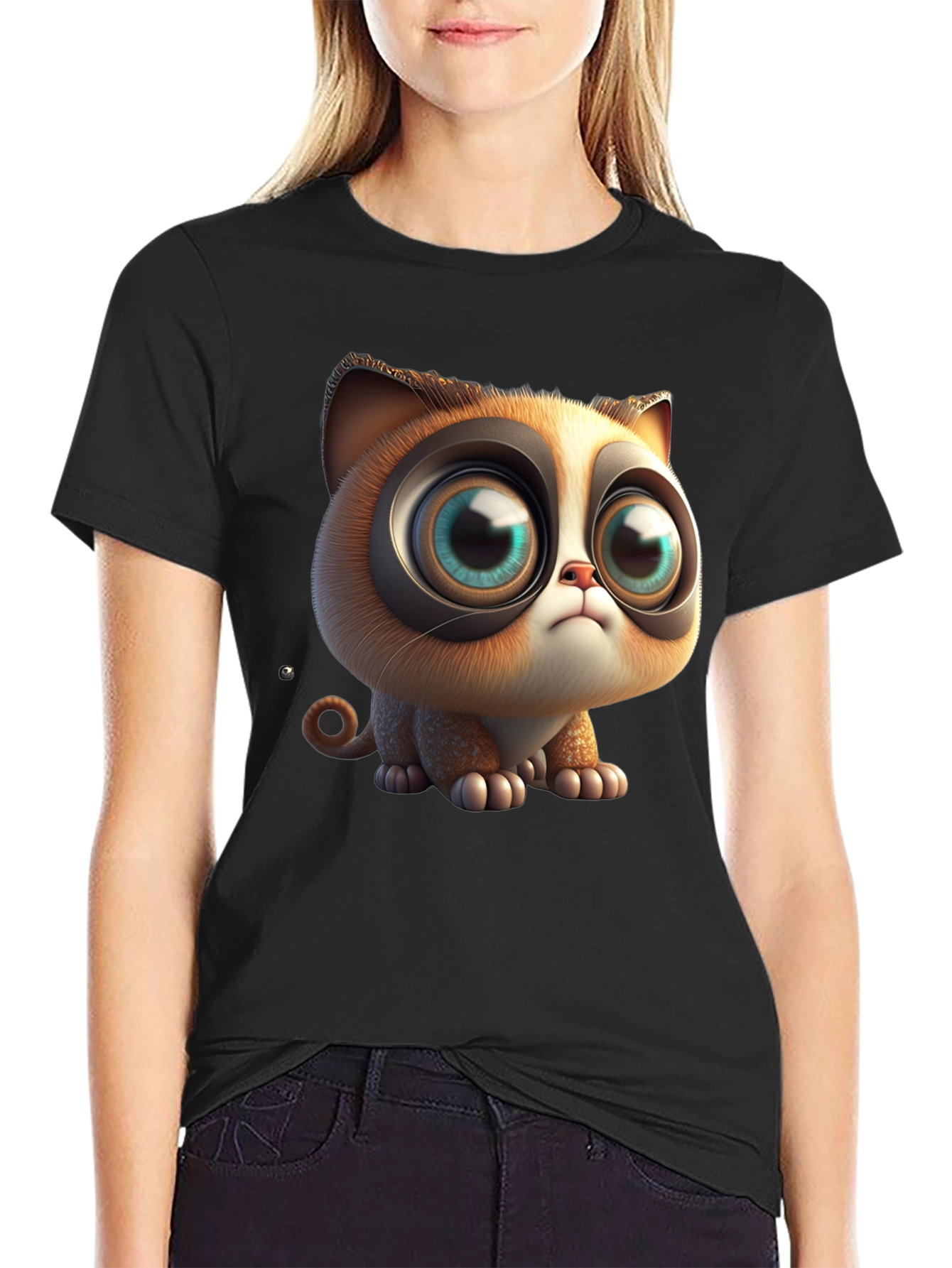Cute Cartoon Cat T-Shirt - Graphic Tee
