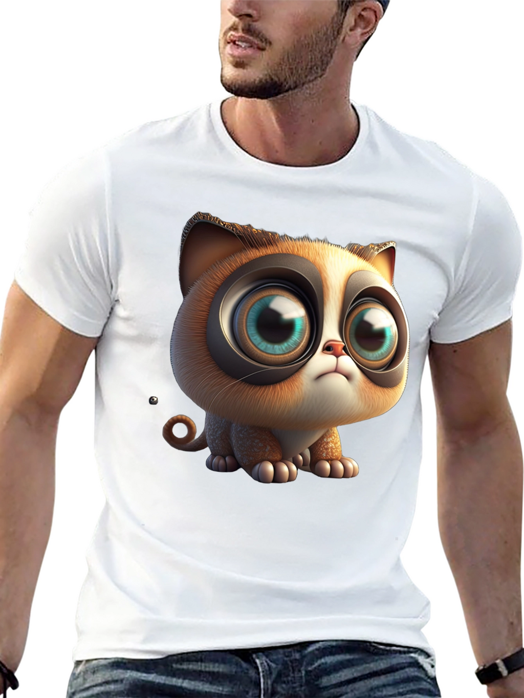 Cute Cartoon Cat T-Shirt - Graphic Tee
