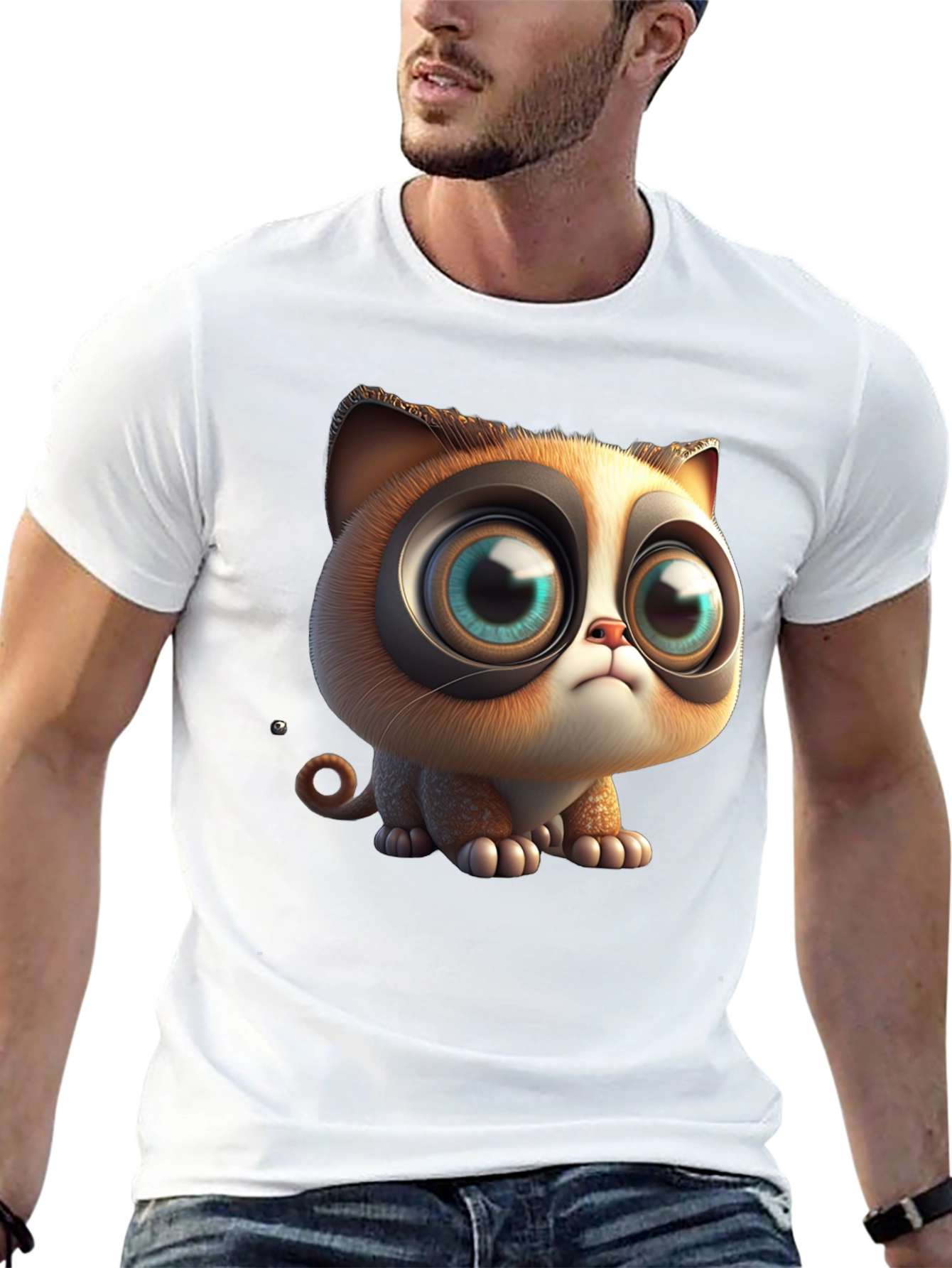 Cute Cartoon Cat T-Shirt - Graphic Tee
