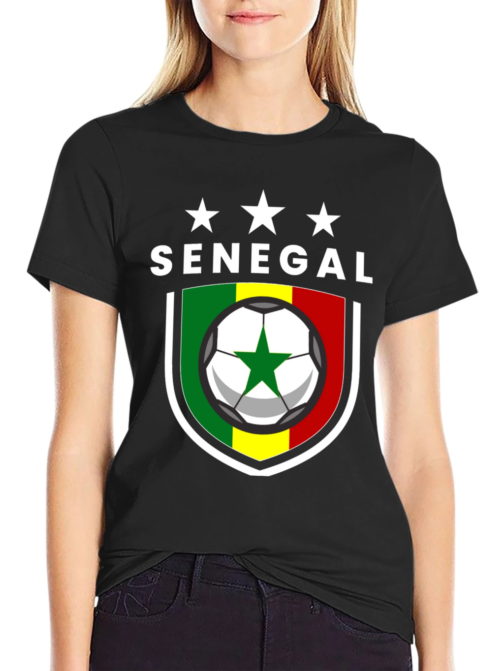 Senegal Soccer T-Shirt - Black African Football Pride Tee