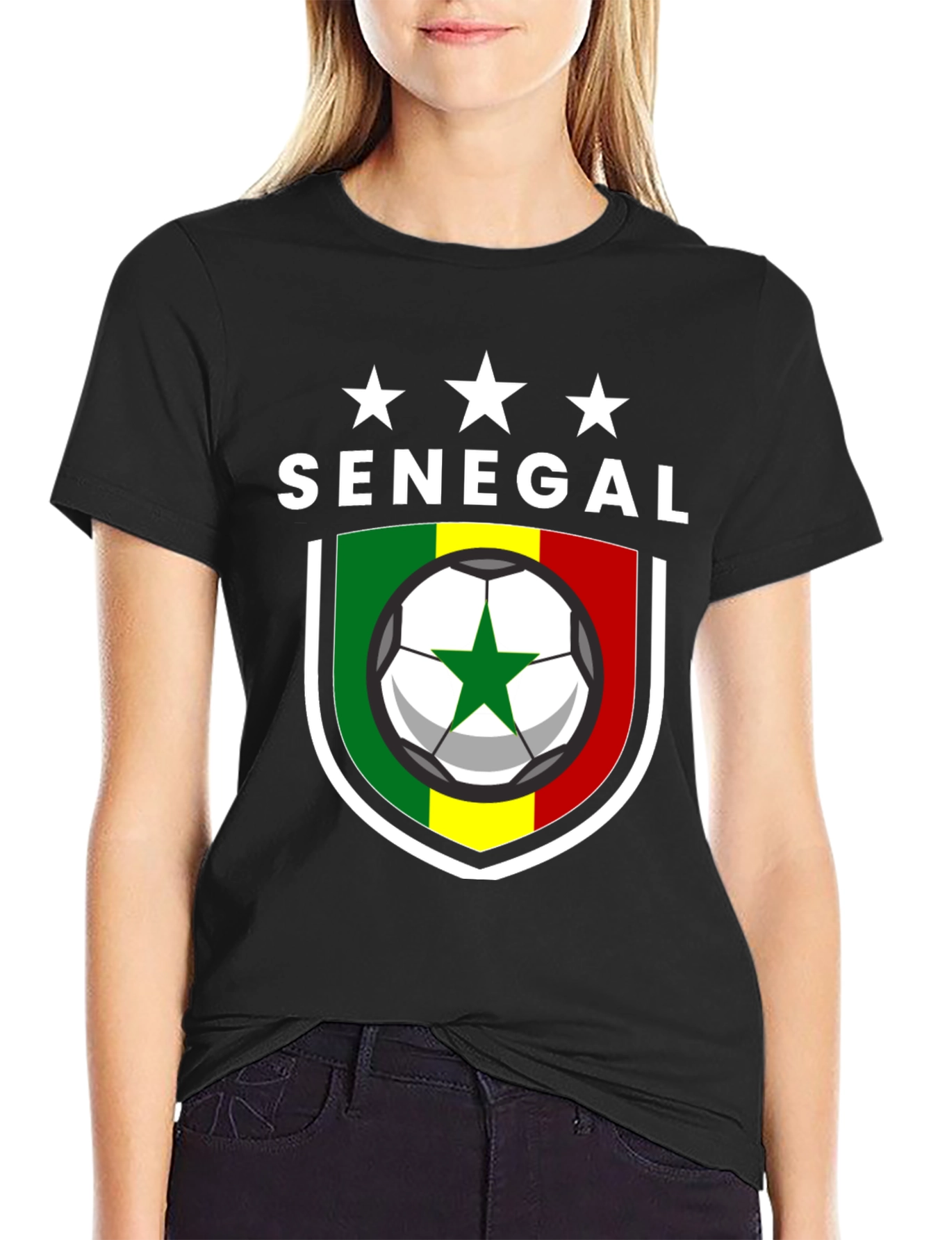 Senegal Soccer T-Shirt - Black African Football Pride Tee