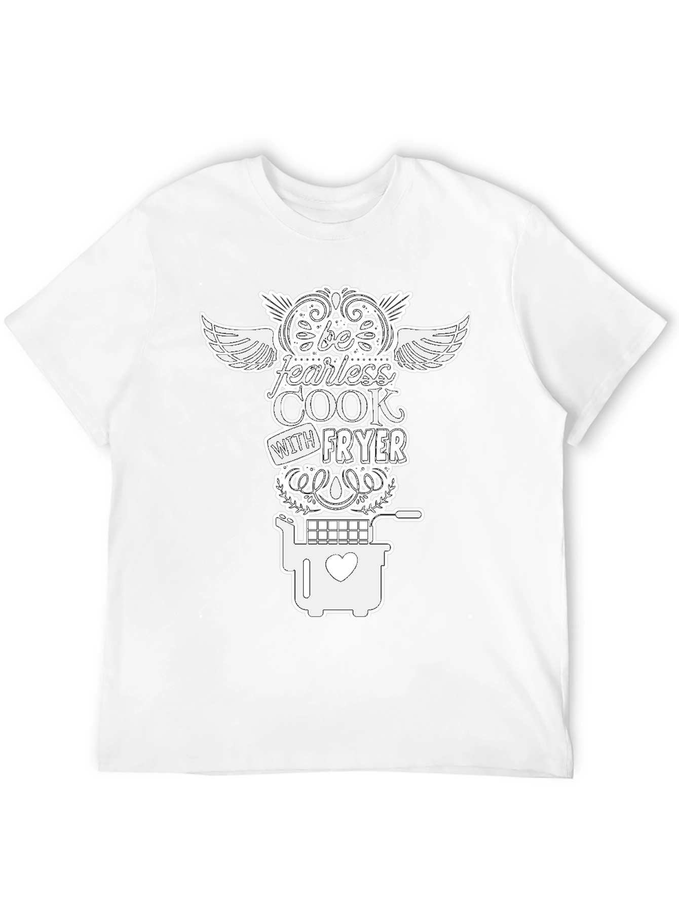 Be Fearless Cook with Fryer Black Graphic T-Shirt