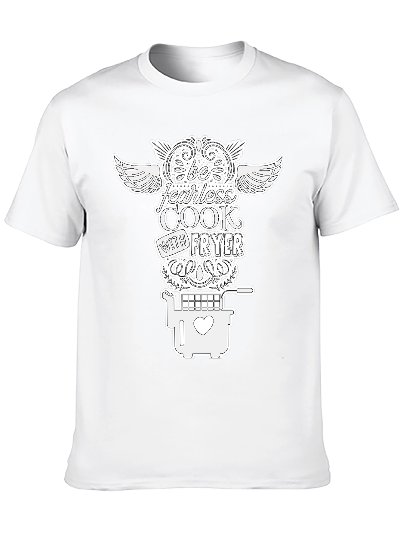Be Fearless Cook with Fryer Black Graphic T-Shirt