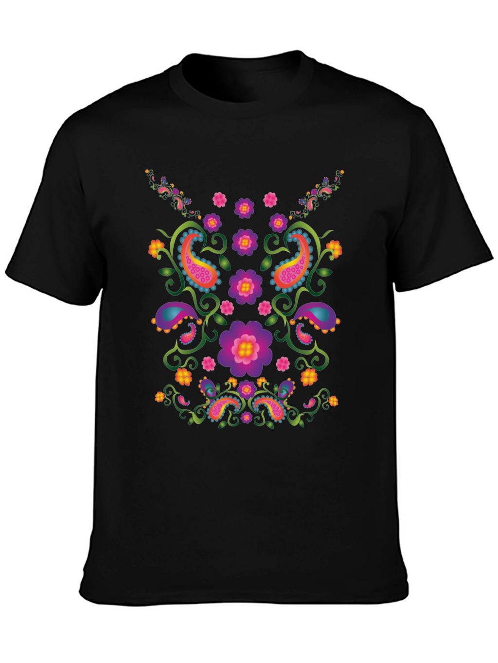 Floral Paisley Graphic Black T-Shirt