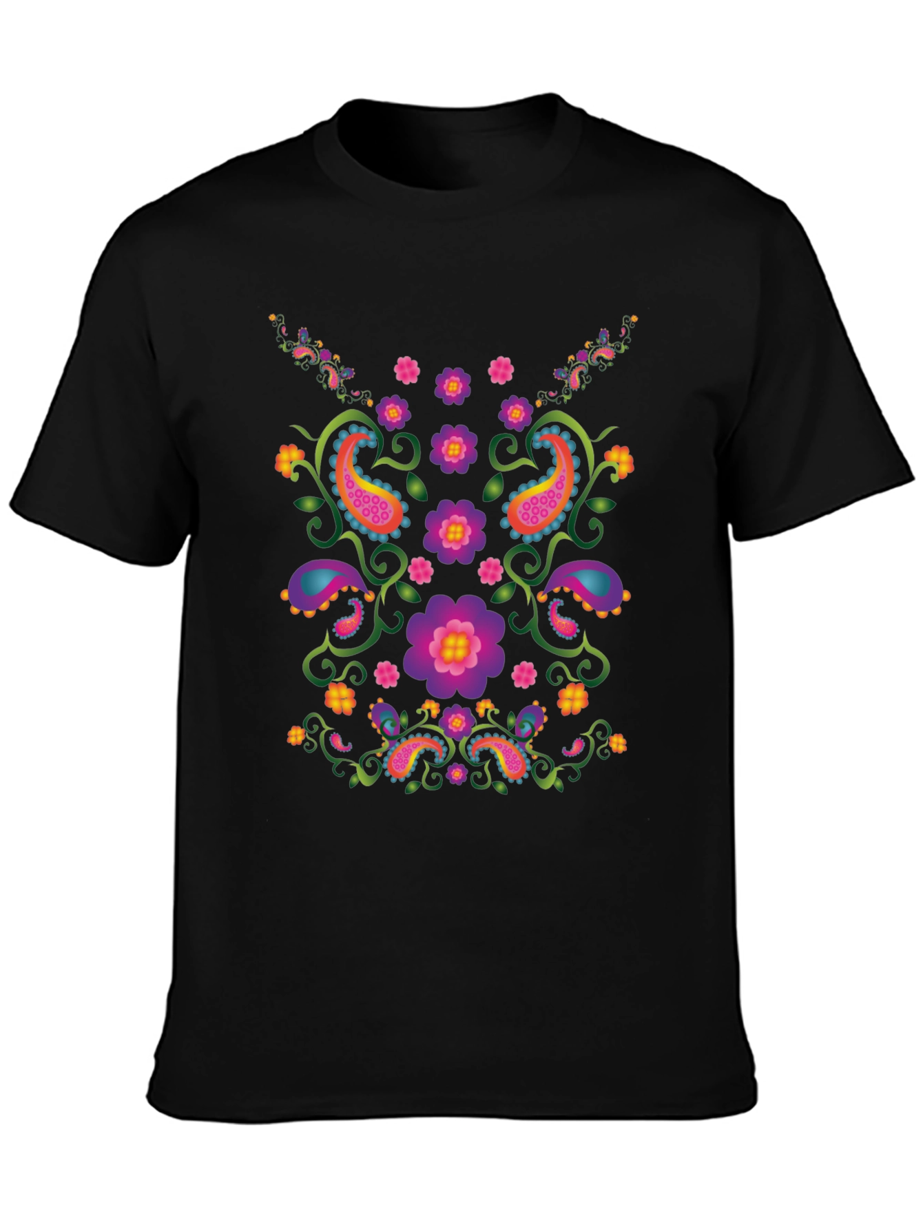Floral Paisley Graphic Black T-Shirt