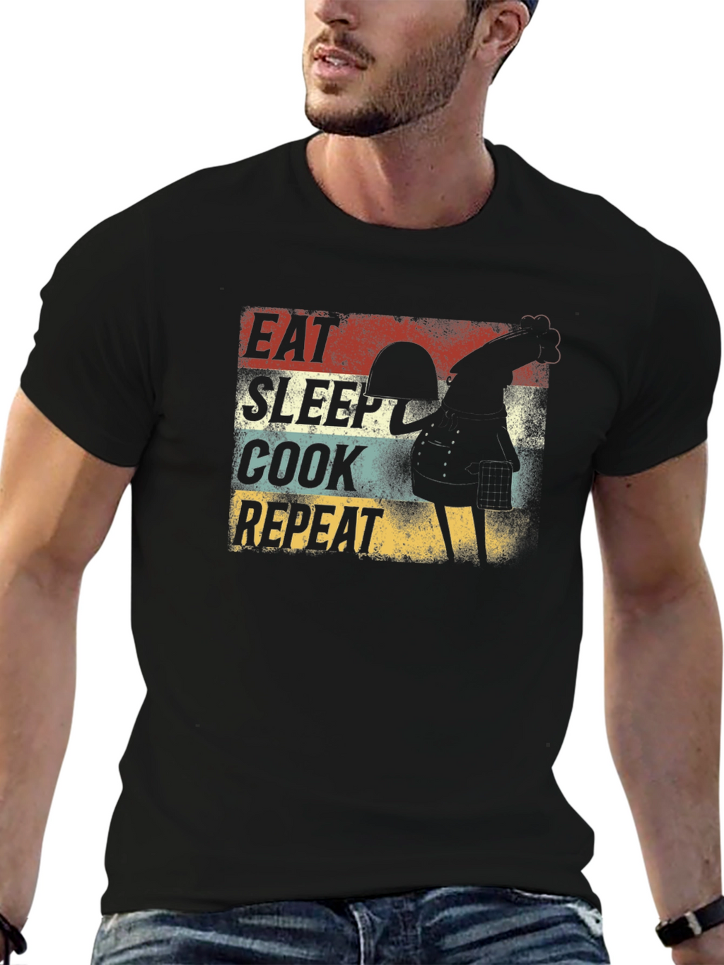 Eat Sleep Cook Repeat Rooster Graphic Tee