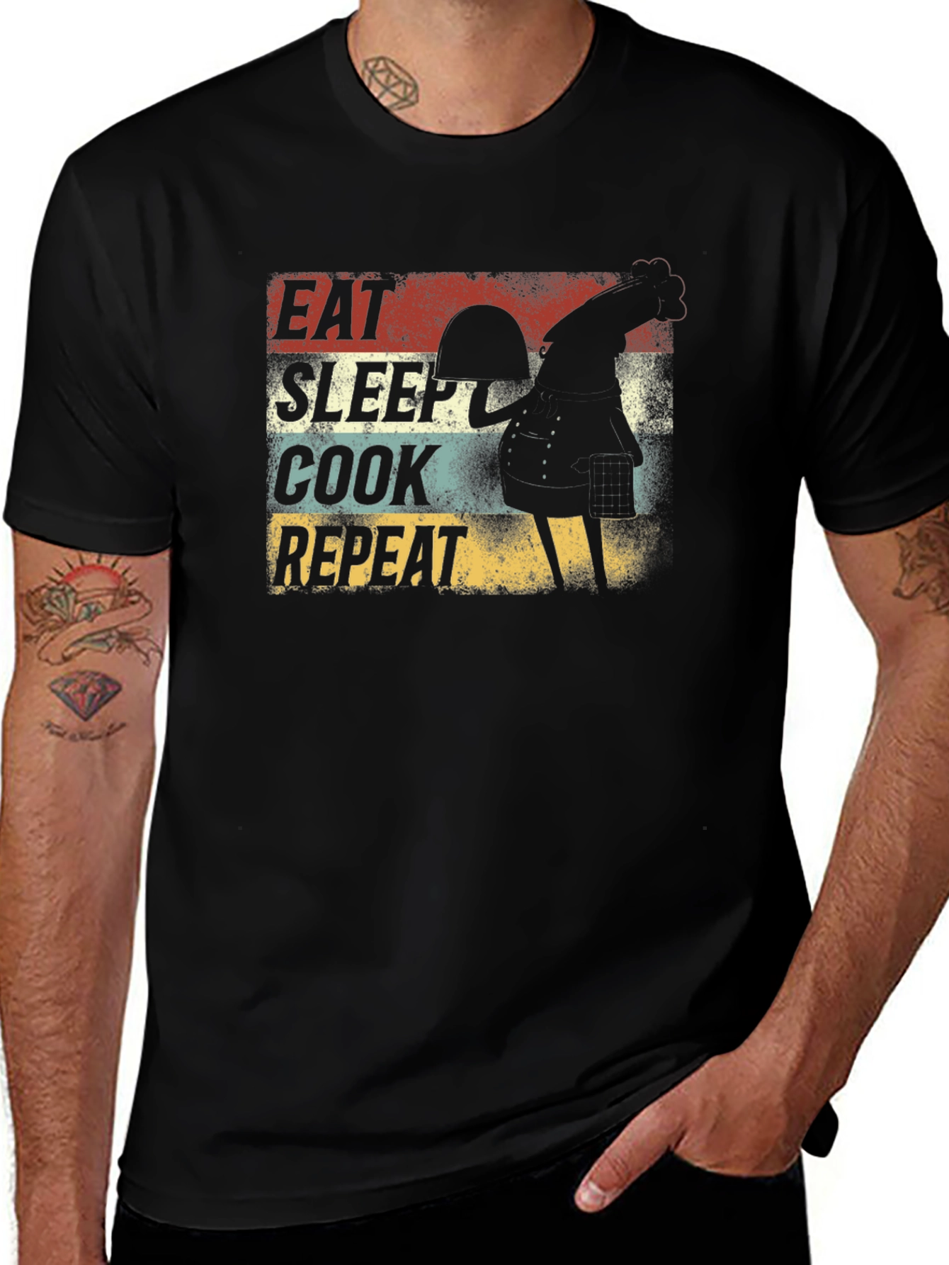 Eat Sleep Cook Repeat Rooster Graphic Tee