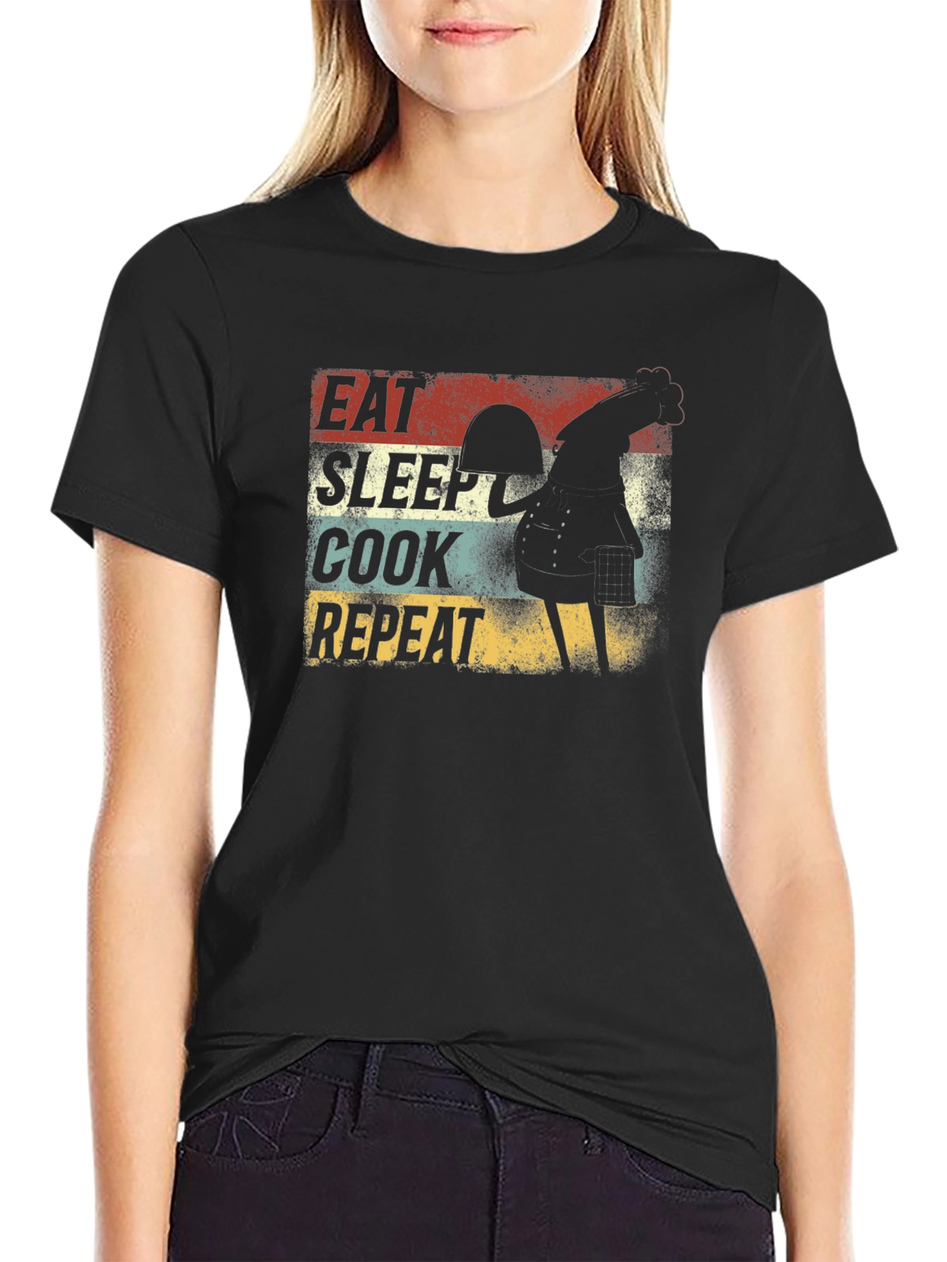 Eat Sleep Cook Repeat Rooster Graphic Tee