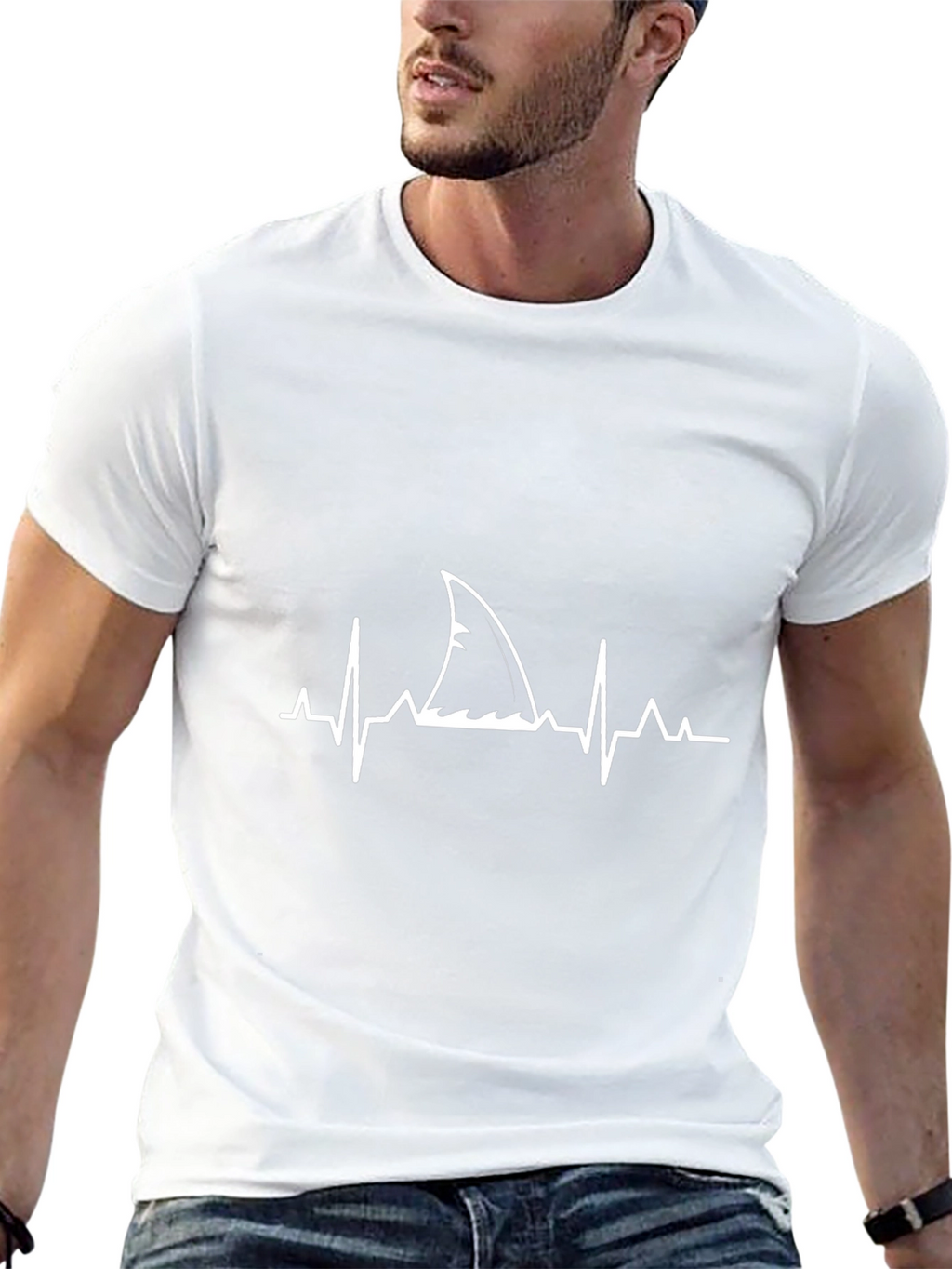 Shark Heartbeat T-Shirt - Black Graphic Tee
