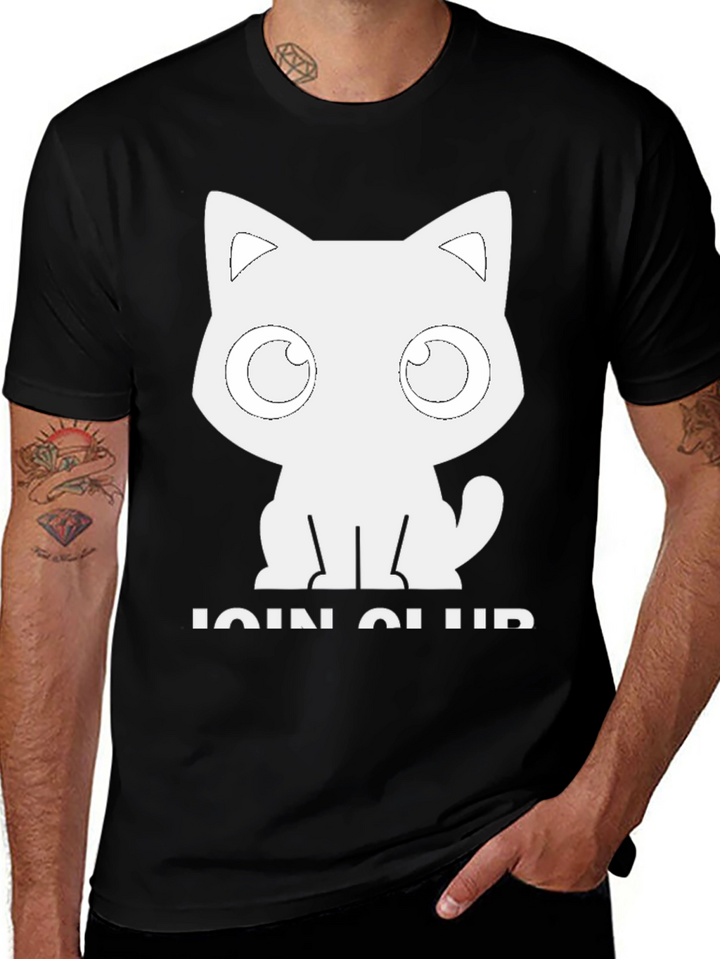 Cute Cat Club T-Shirt - Black Cotton Graphic Tee