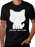 Cute Cat Club T-Shirt - Black Cotton Graphic Tee