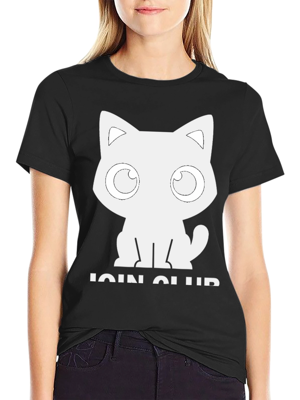 Cute Cat Club T-Shirt - Black Cotton Graphic Tee