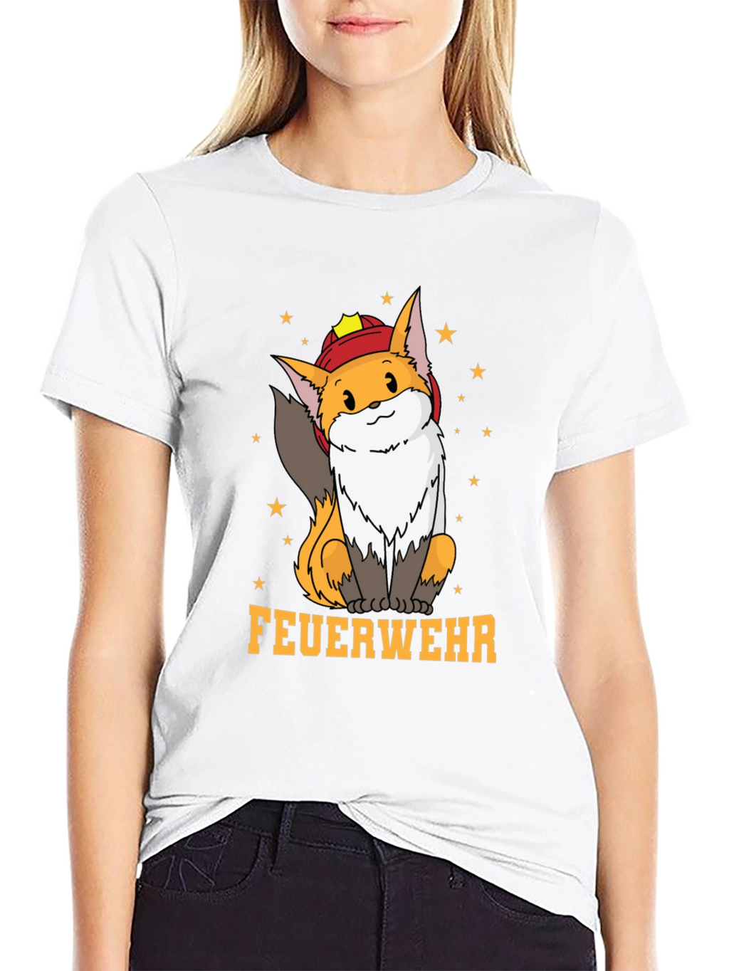 Fox Firefighter T-Shirt - Cute Cartoon Design