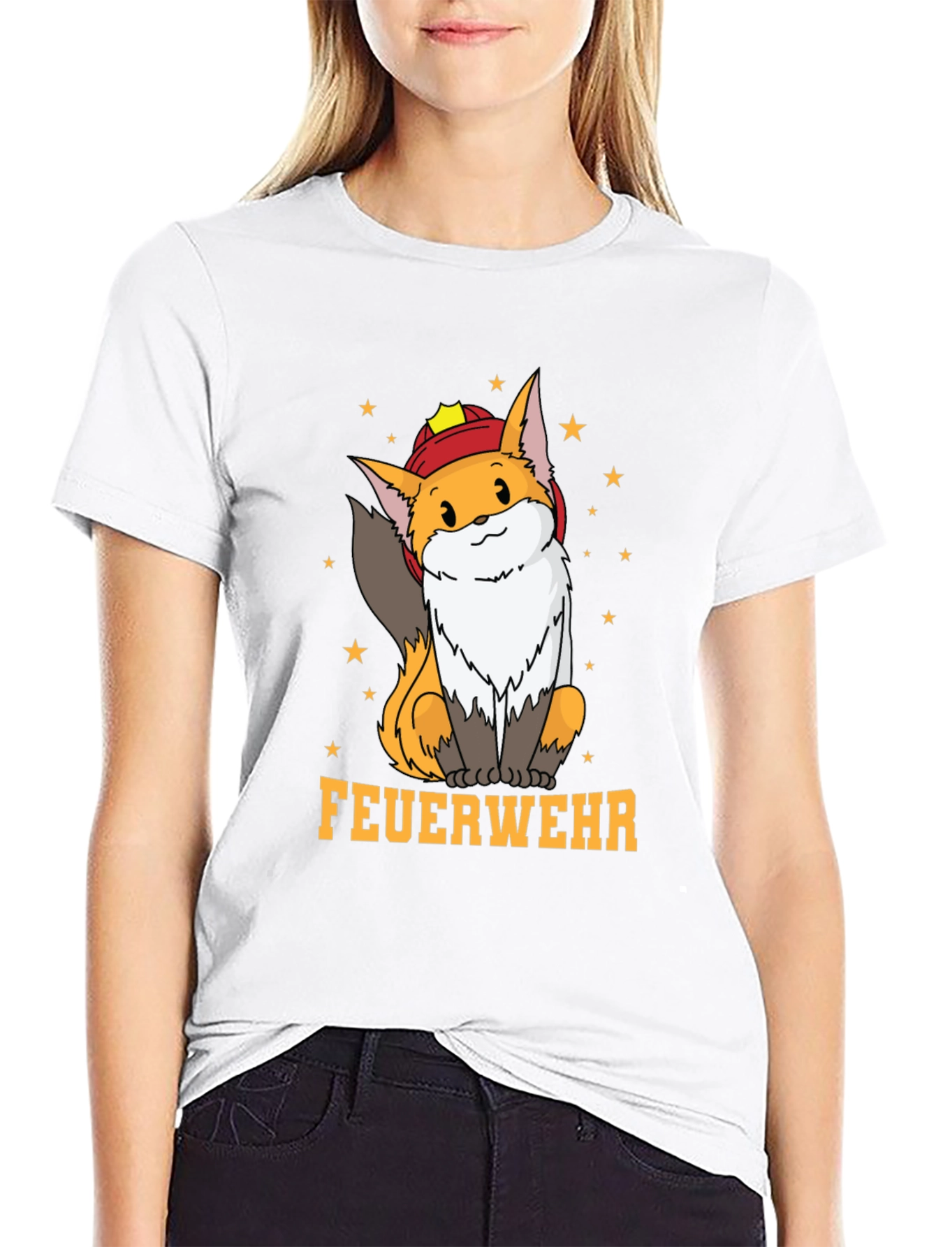 Fox Firefighter T-Shirt - Cute Cartoon Design