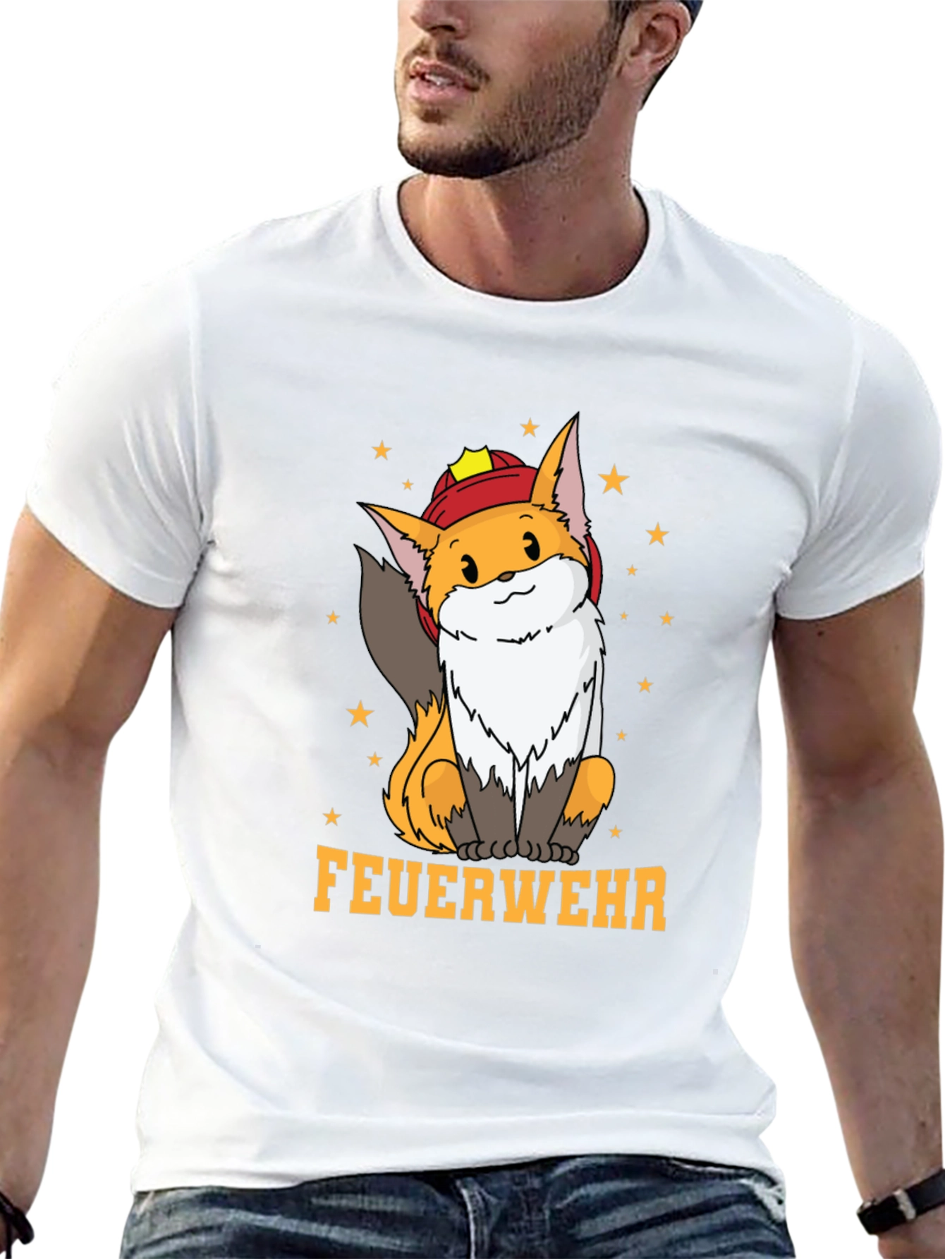 Fox Firefighter T-Shirt - Cute Cartoon Design