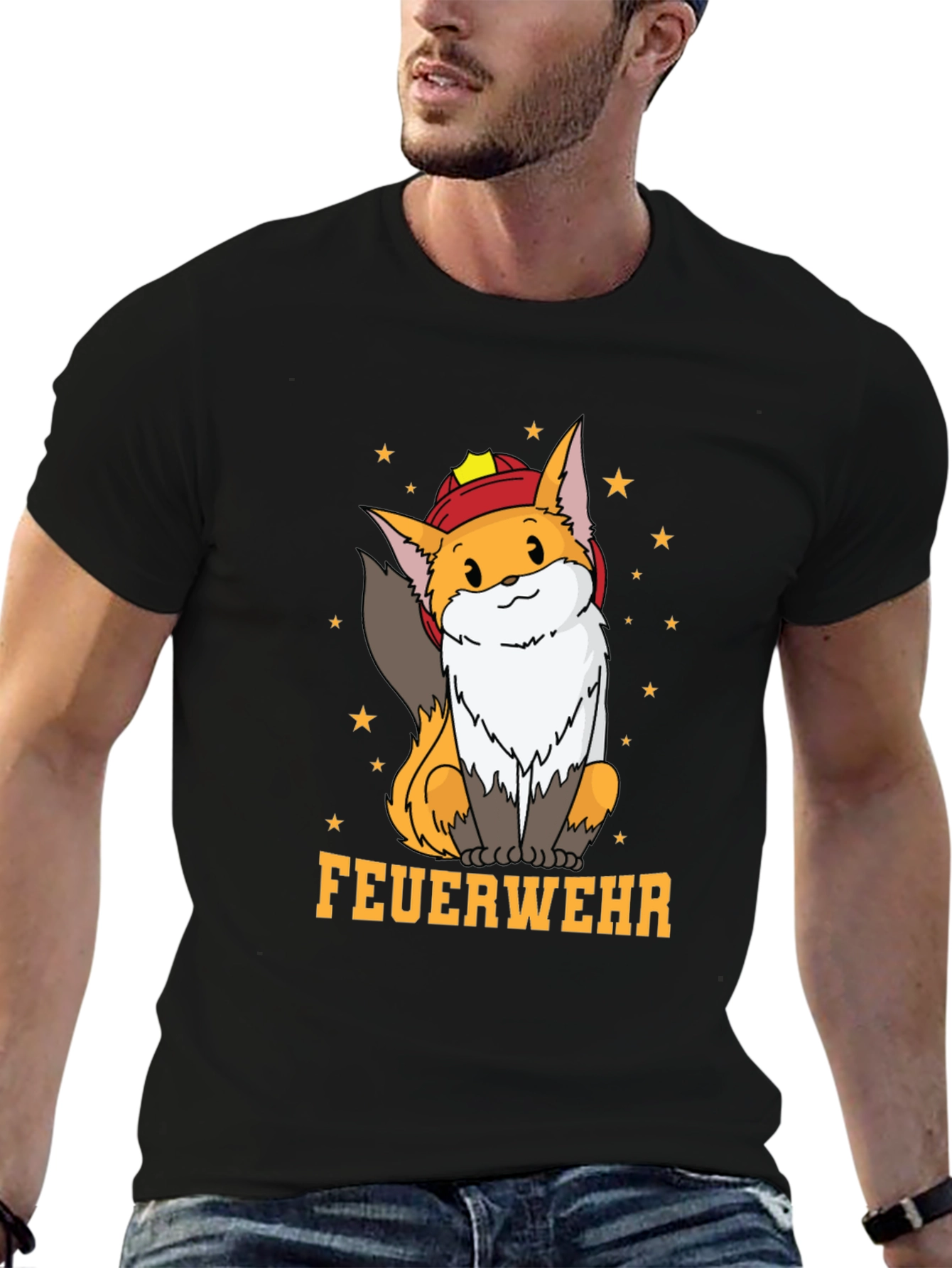 Fox Firefighter T-Shirt - Cute Cartoon Design