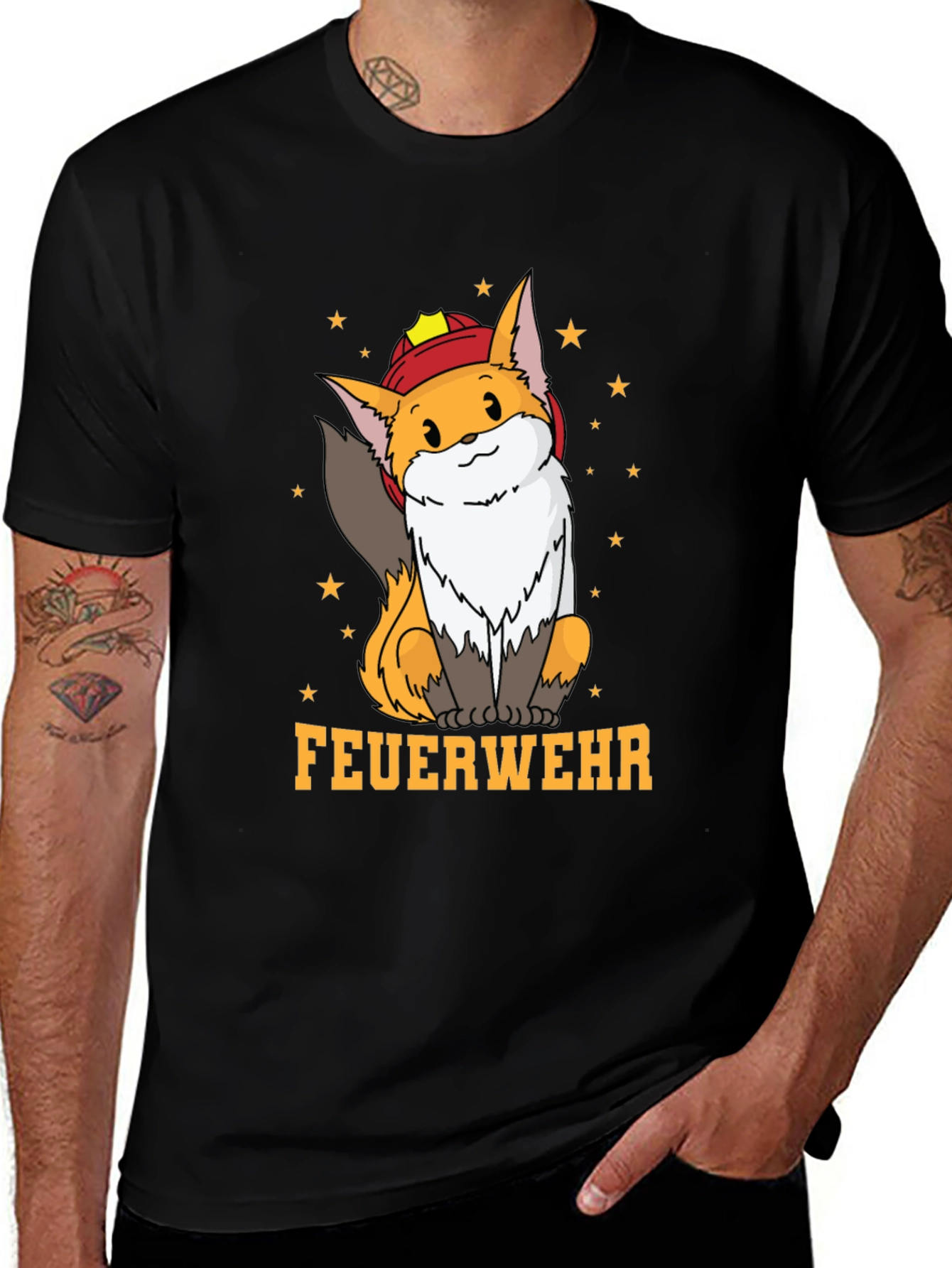 Fox Firefighter T-Shirt - Cute Cartoon Design
