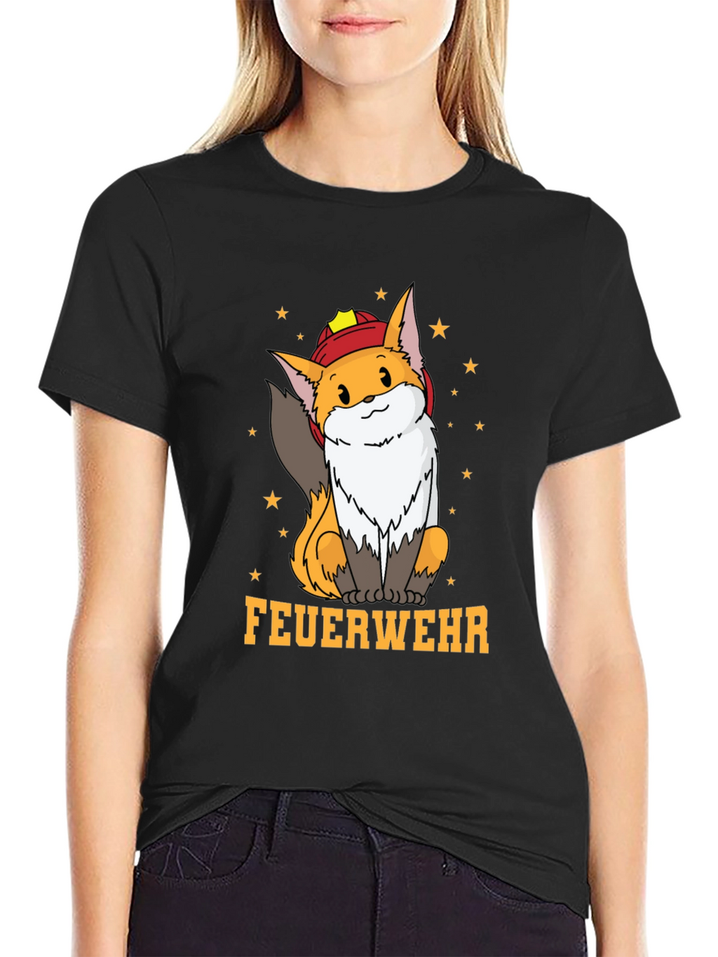 Fox Firefighter T-Shirt - Cute Cartoon Design