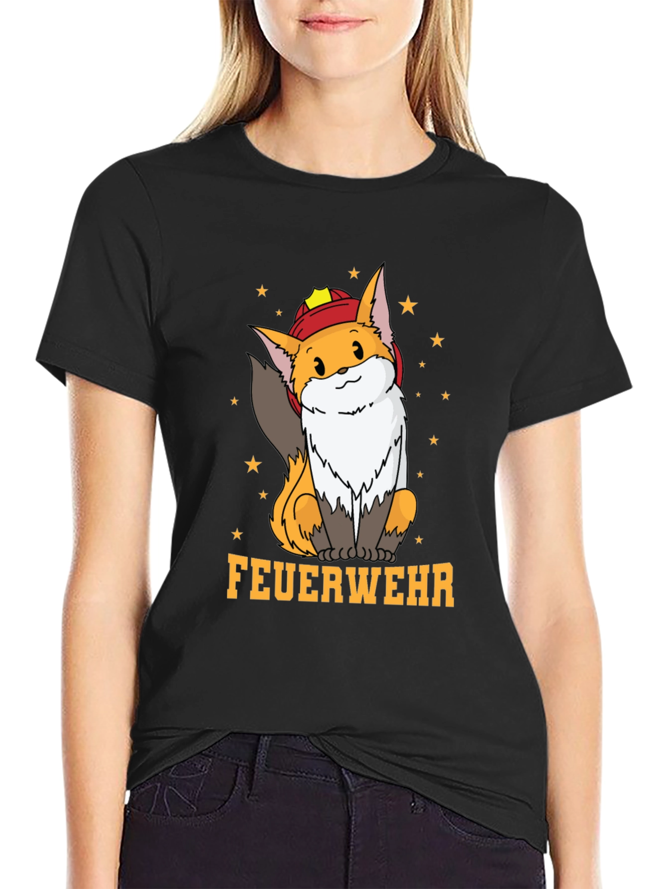 Fox Firefighter T-Shirt - Cute Cartoon Design