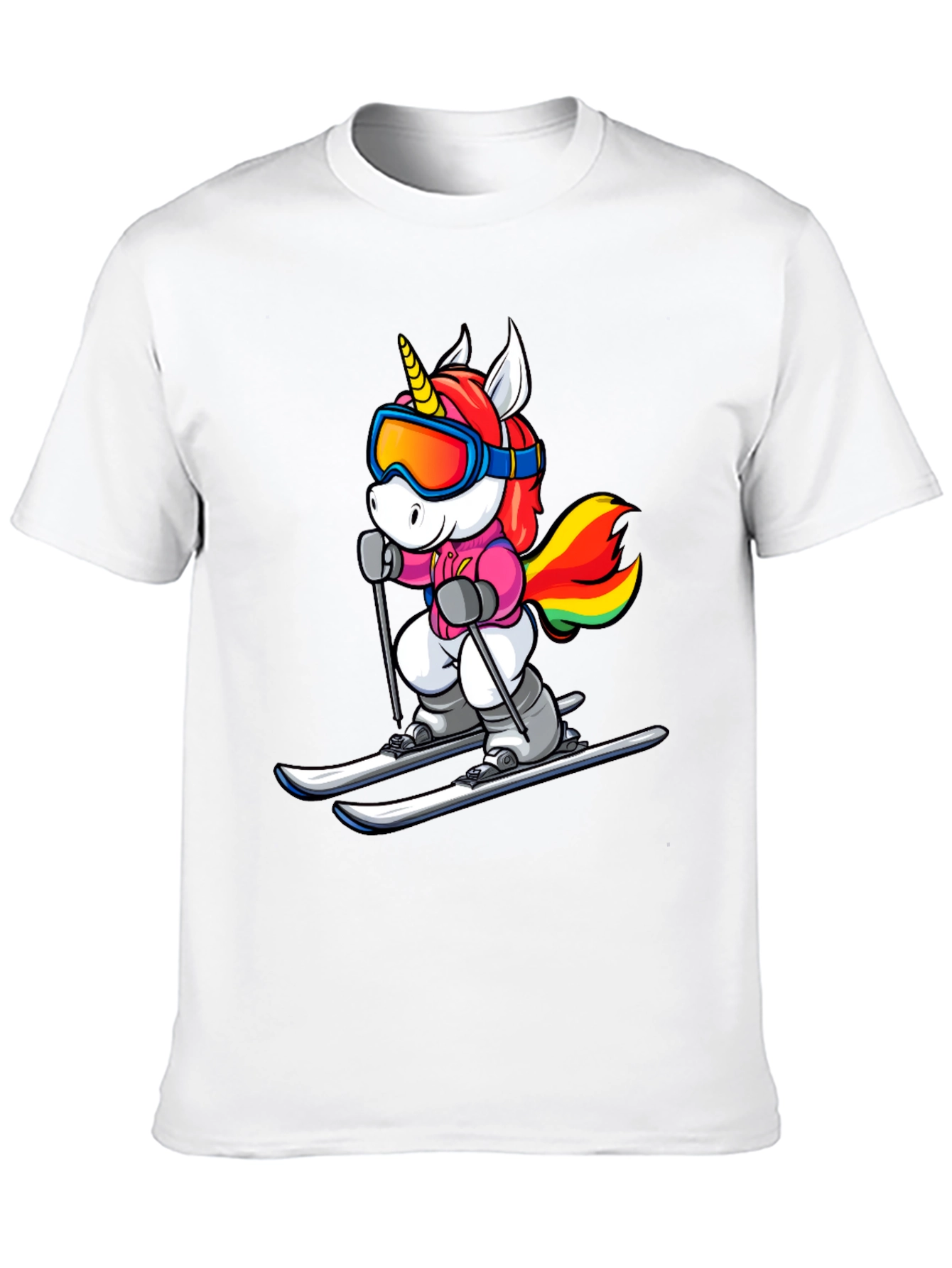 Unicorn Skiing Black T-Shirt