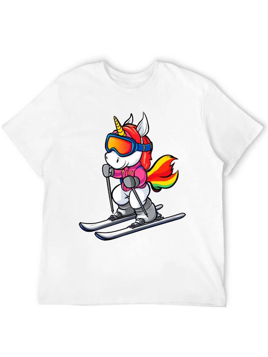 Unicorn Skiing Black T-Shirt
