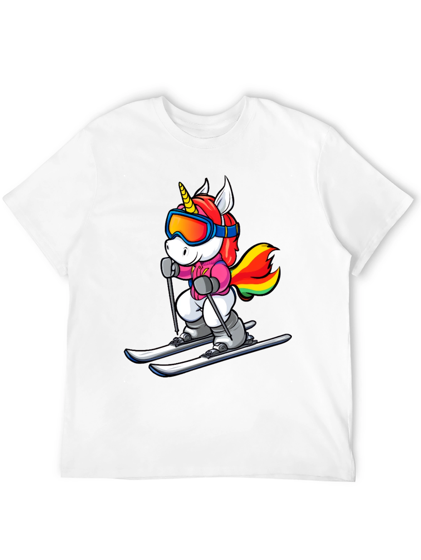 Unicorn Skiing Black T-Shirt