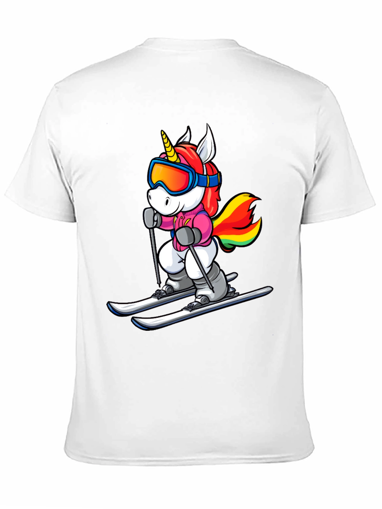 Unicorn Skiing Black T-Shirt