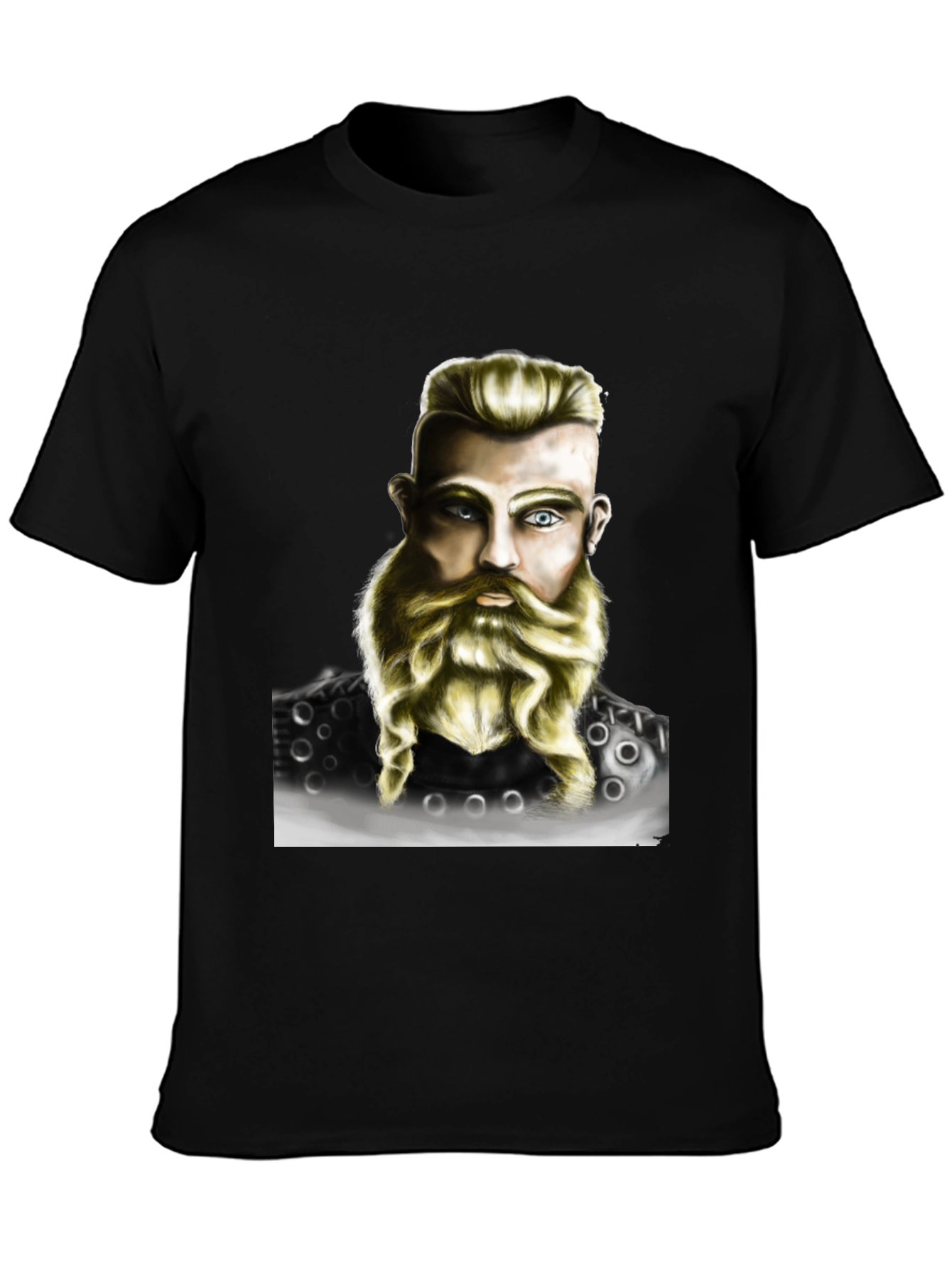 Viking Warrior Portrait Graphic T-Shirt - Black