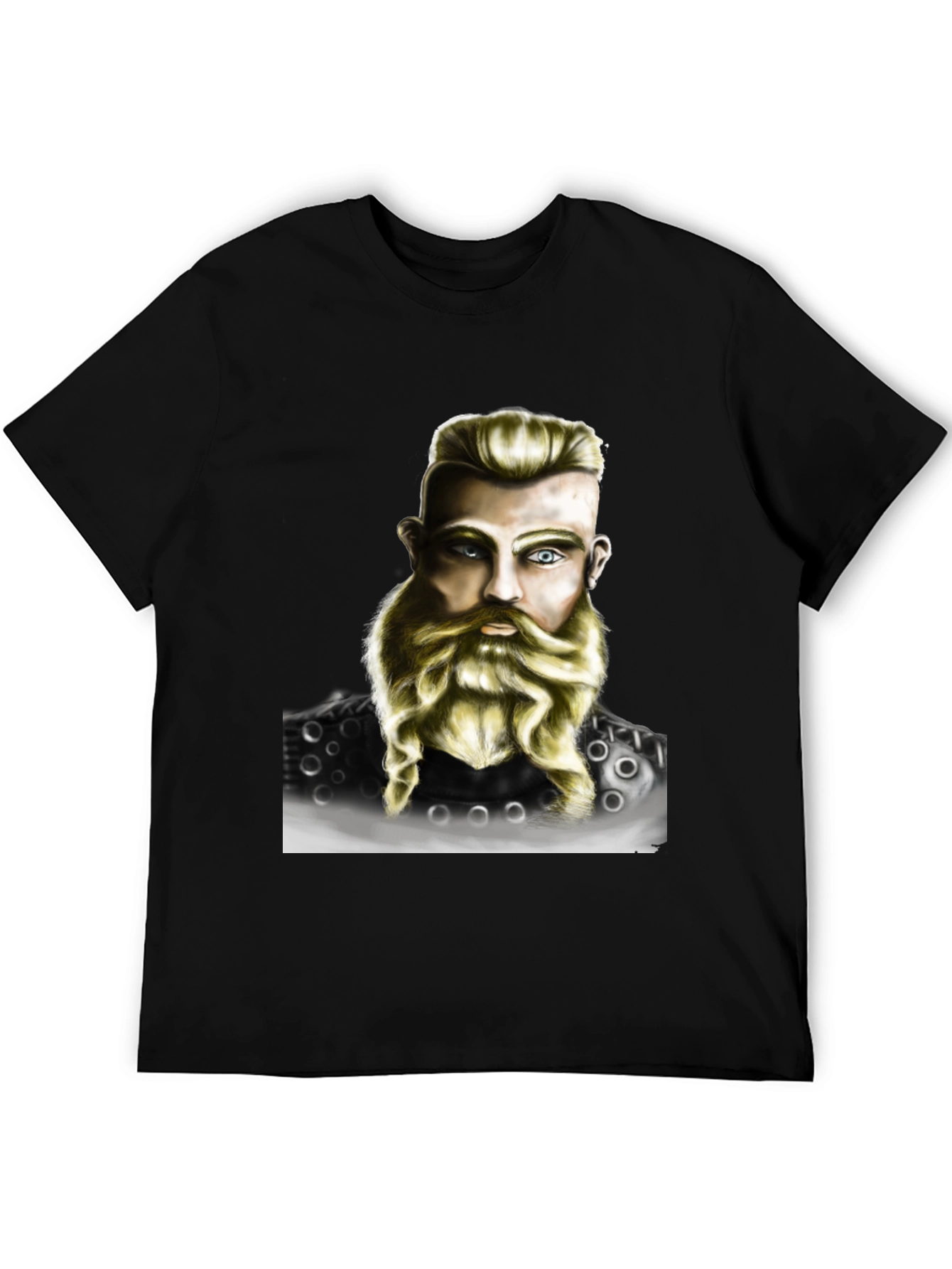 Viking Warrior Portrait Graphic T-Shirt - Black