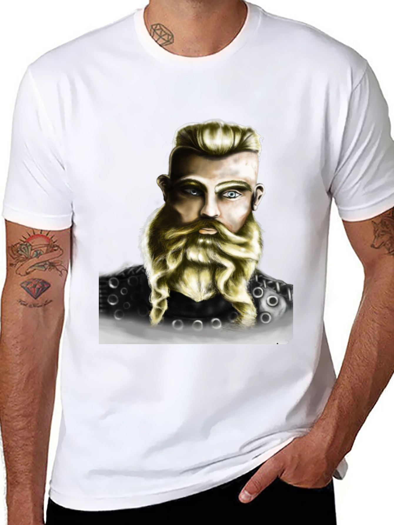 Viking Warrior Portrait Graphic T-Shirt - Black