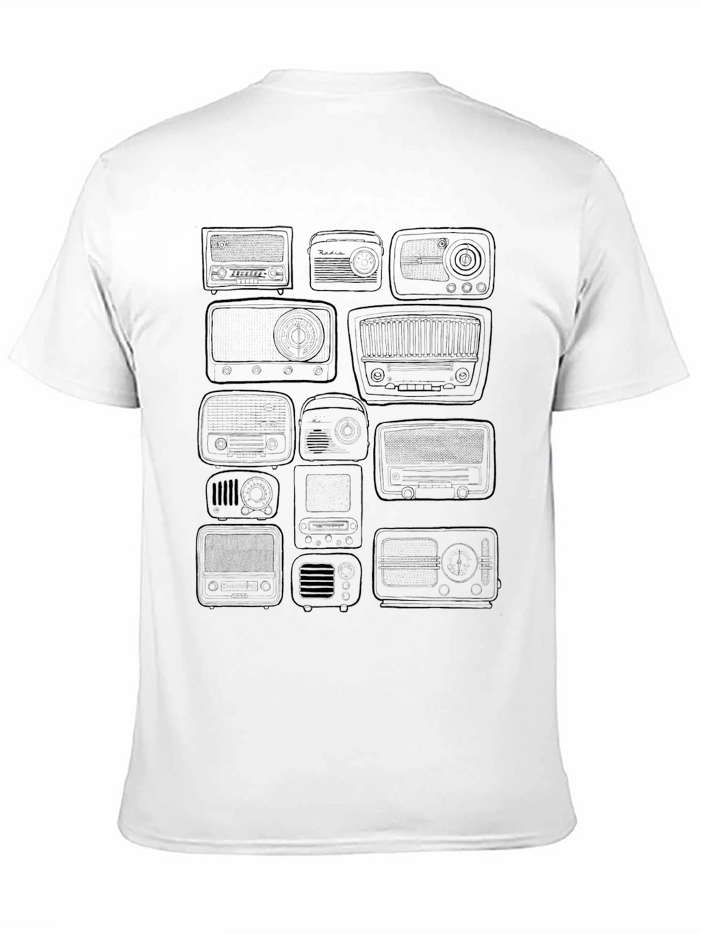 Retro Radio Print Black T-Shirt