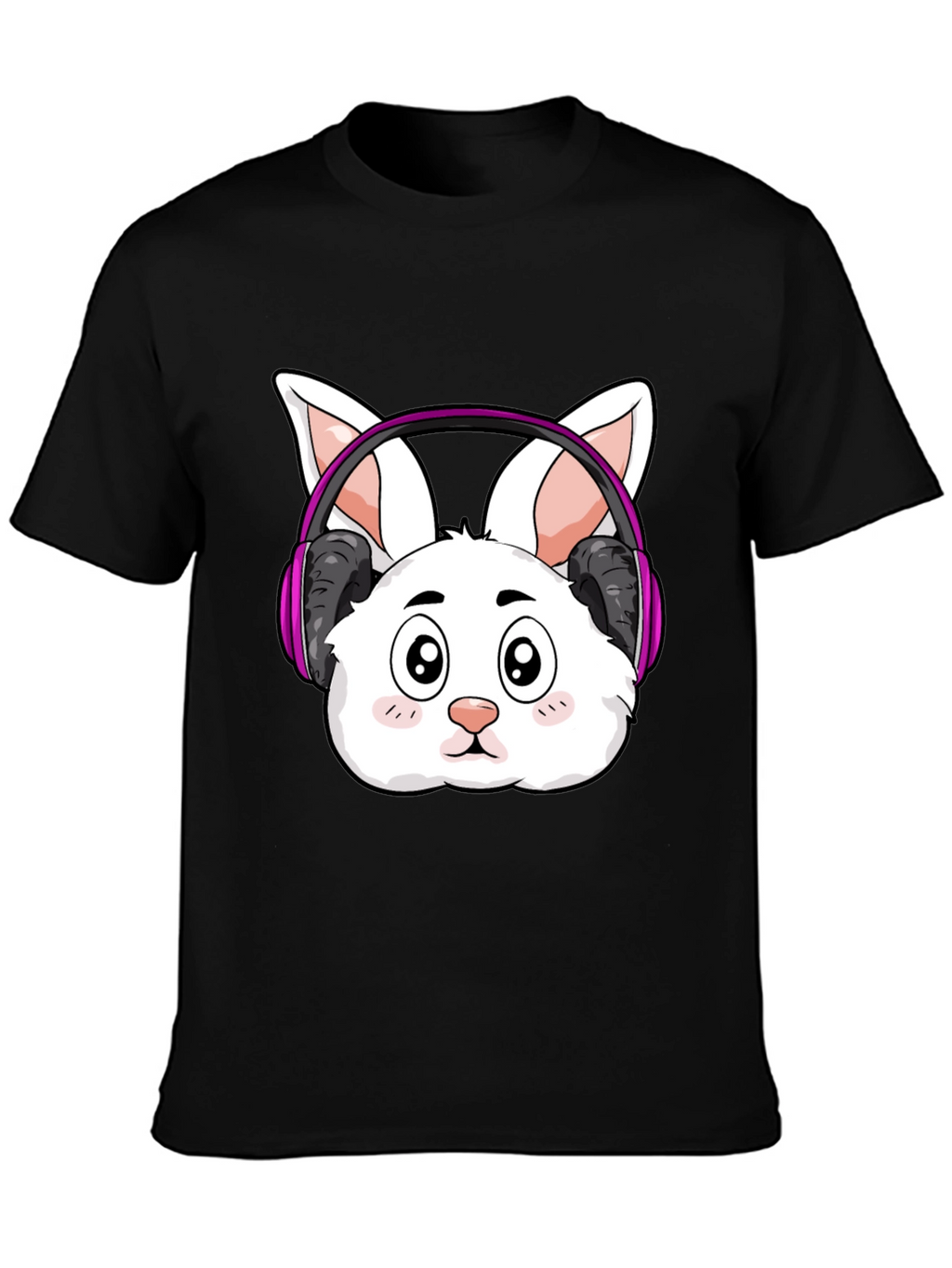 Cute Bunny DJ Black T-Shirt