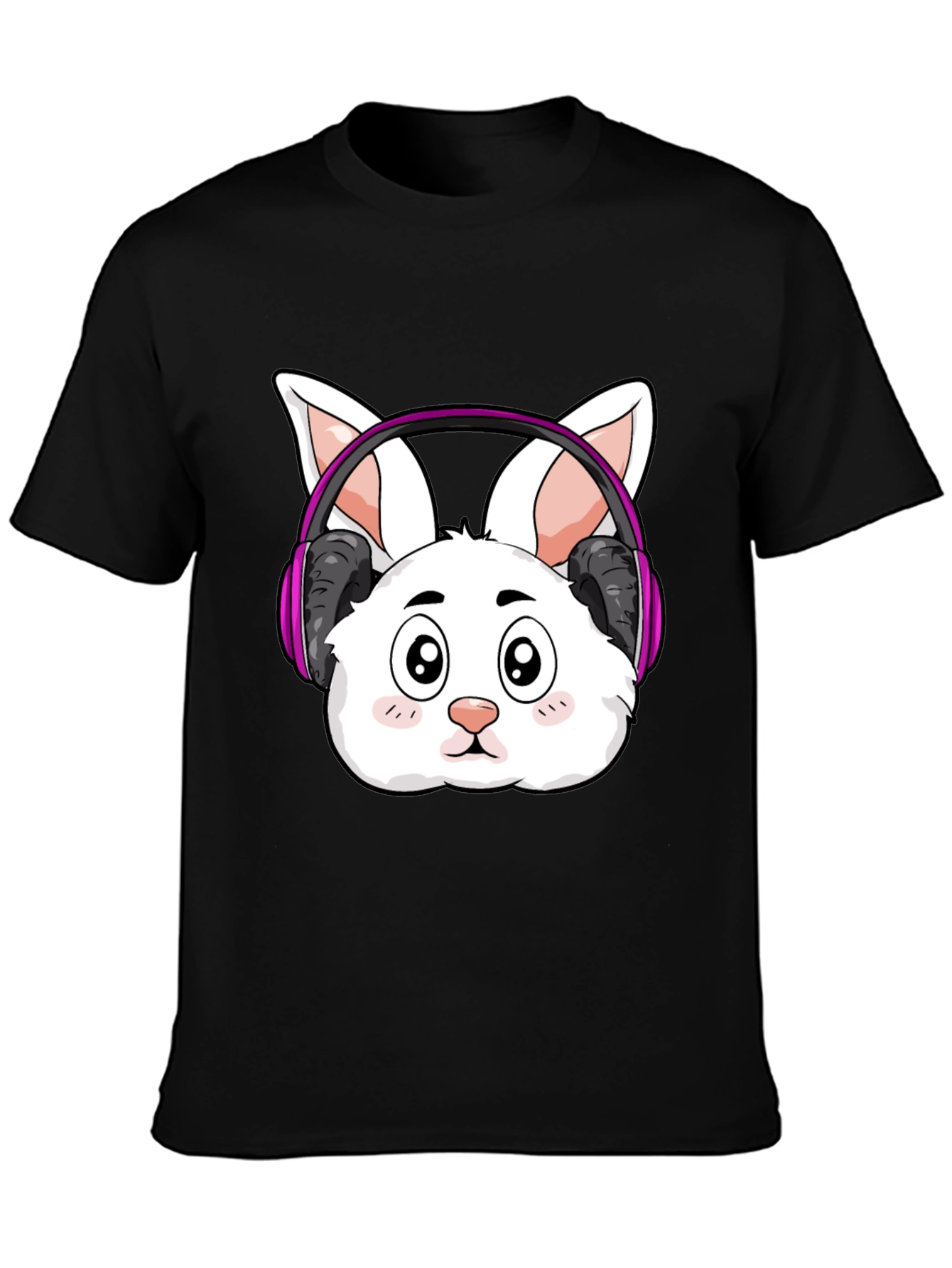 Cute Bunny DJ Black T-Shirt