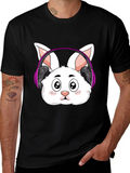 Cute Bunny DJ Black T-Shirt