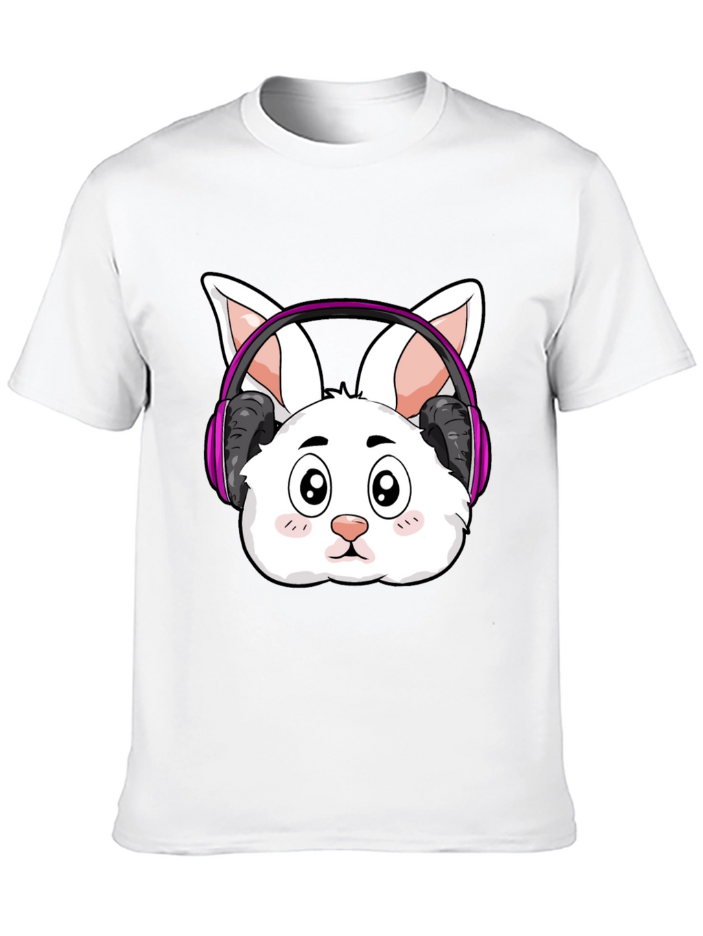 Cute Bunny DJ Black T-Shirt