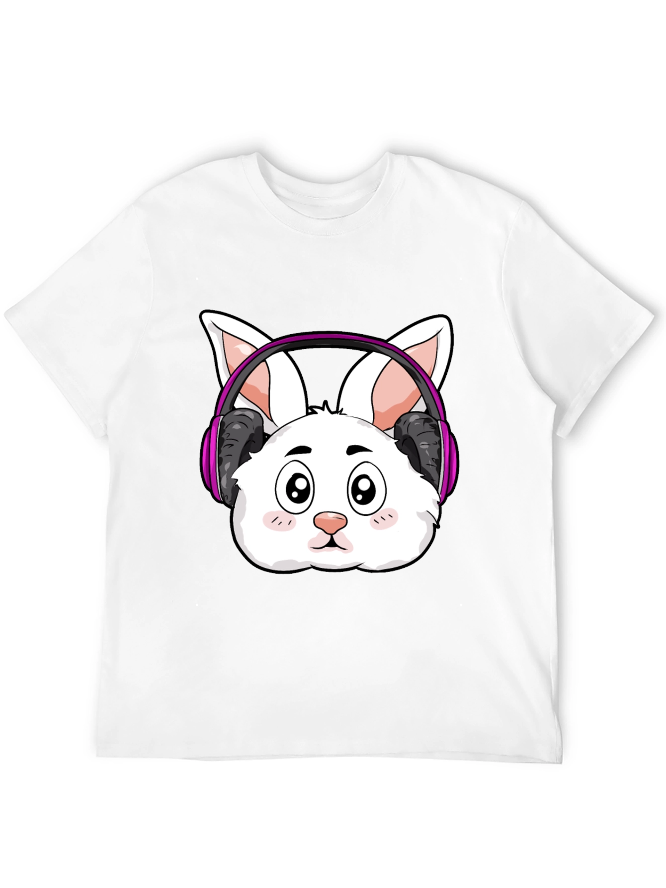 Cute Bunny DJ Black T-Shirt