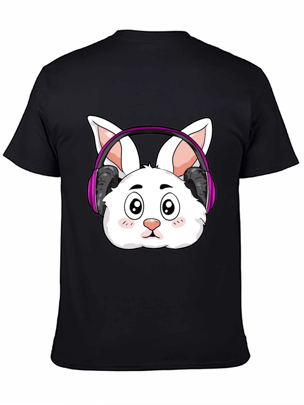 Cute Bunny DJ Black T-Shirt