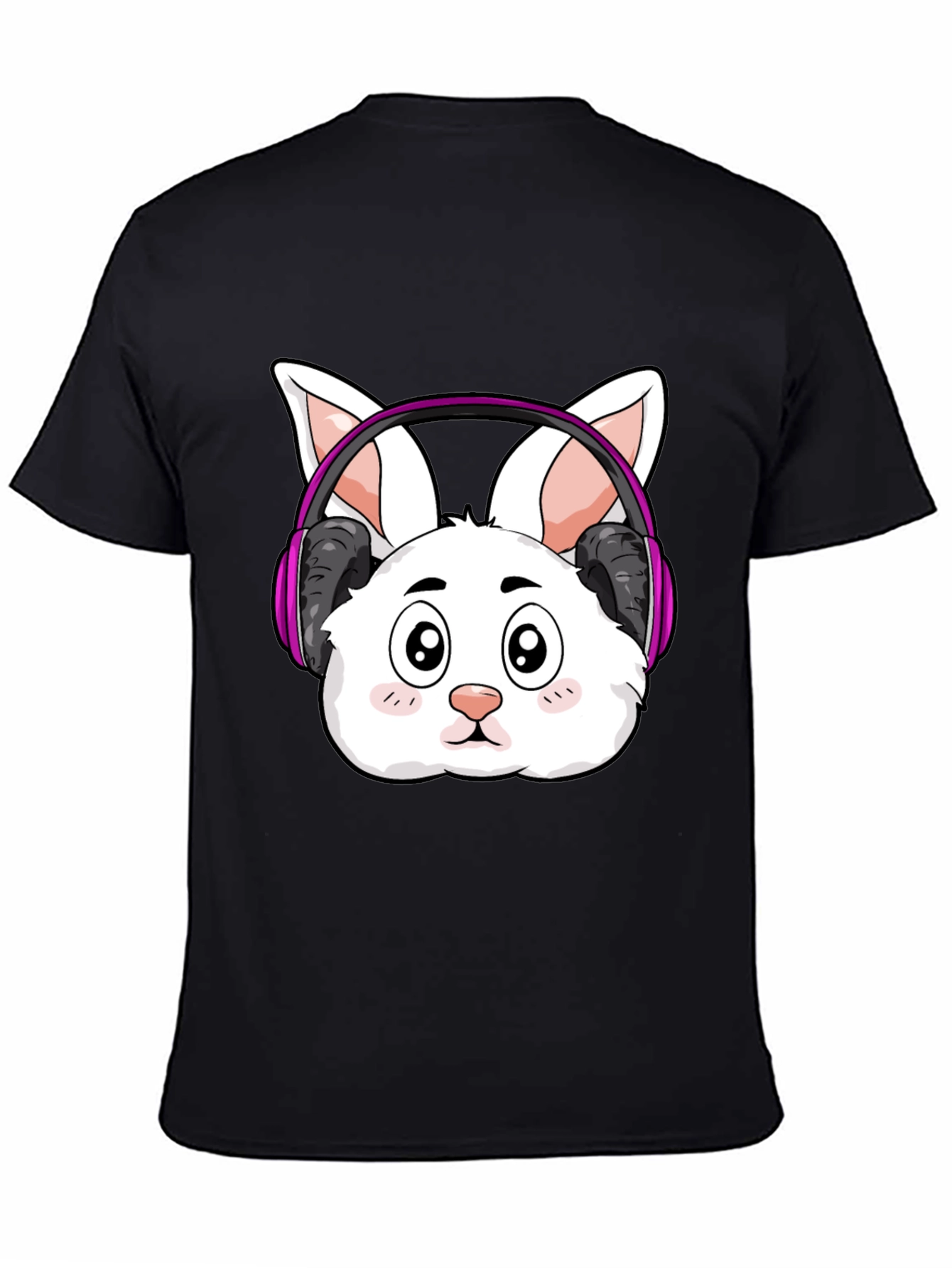Cute Bunny DJ Black T-Shirt