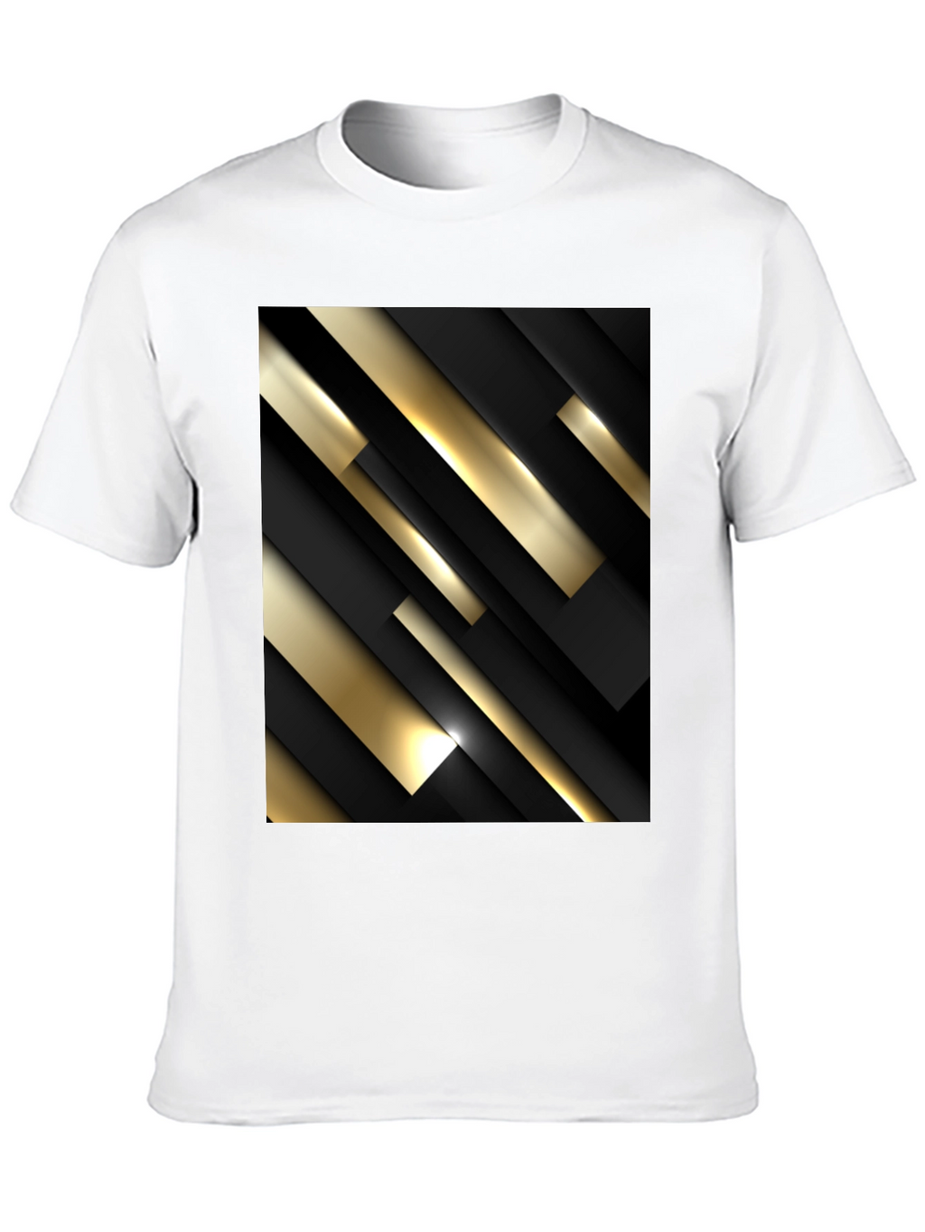 Stylish Black T-Shirt with Abstract Gold & Black Design