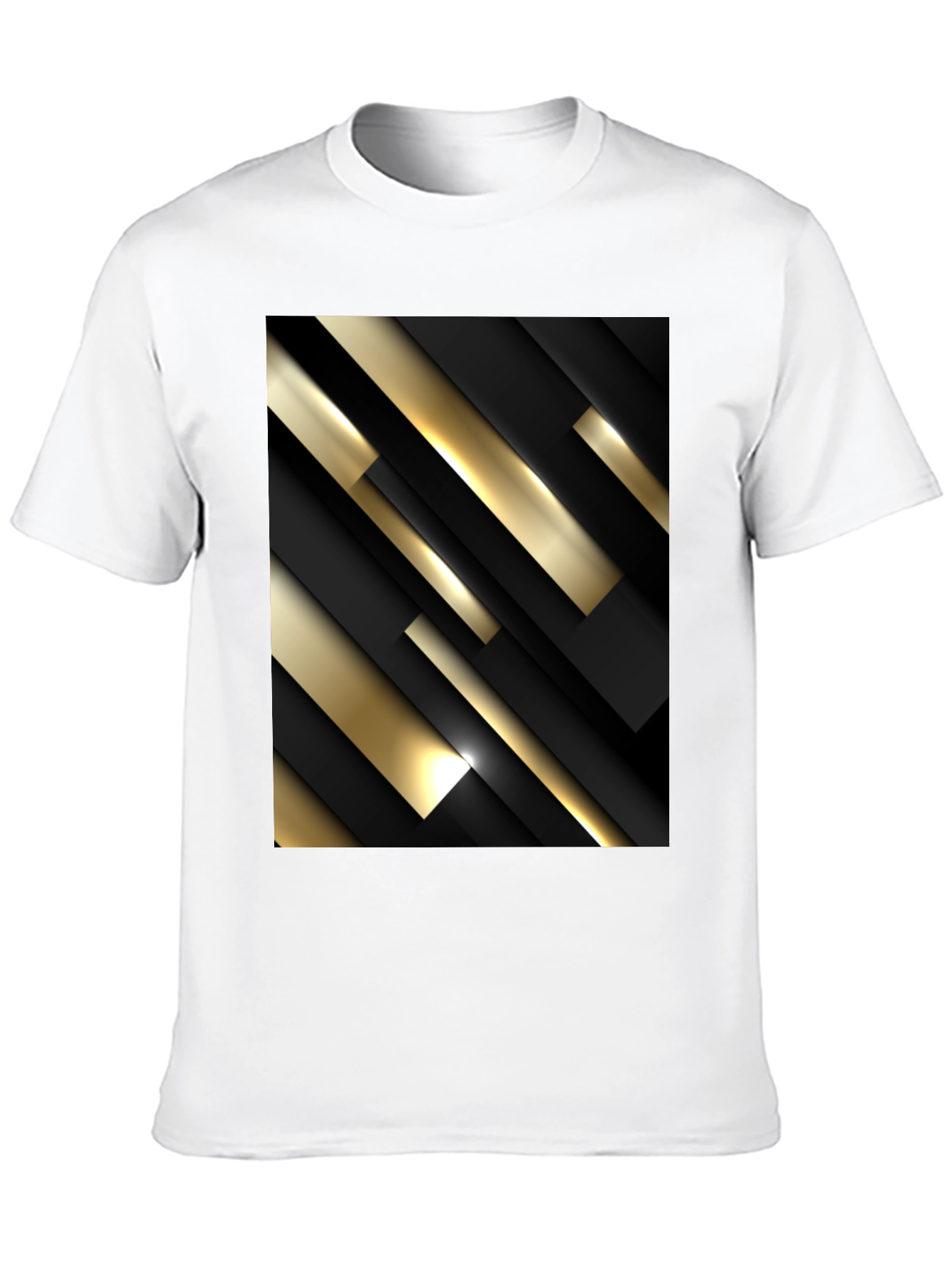 Stylish Black T-Shirt with Abstract Gold & Black Design