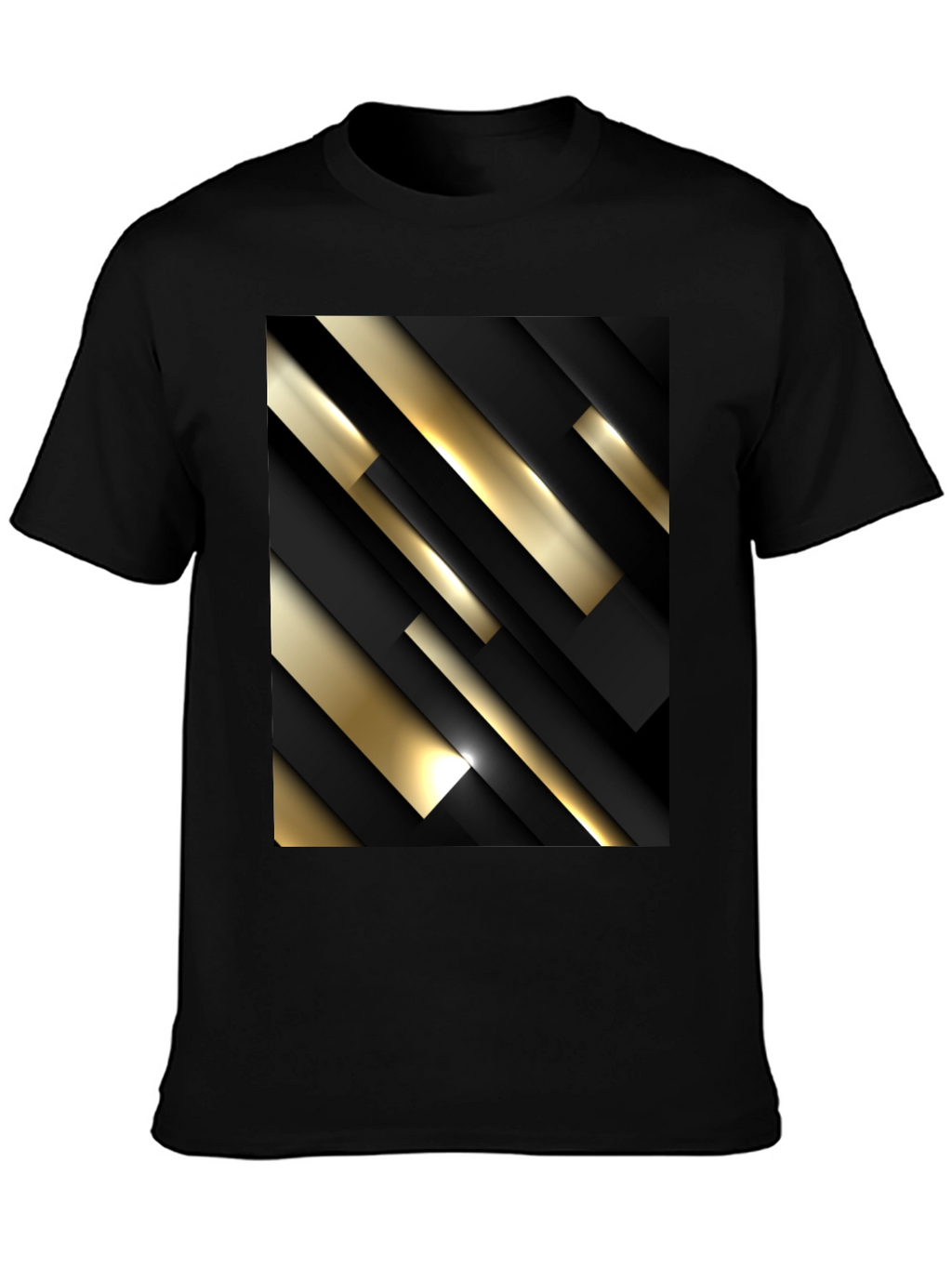 Stylish Black T-Shirt with Abstract Gold & Black Design