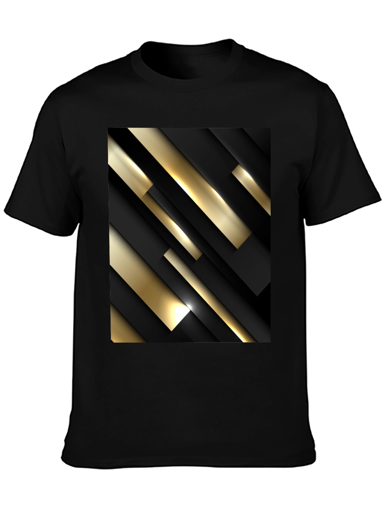 Stylish Black T-Shirt with Abstract Gold & Black Design