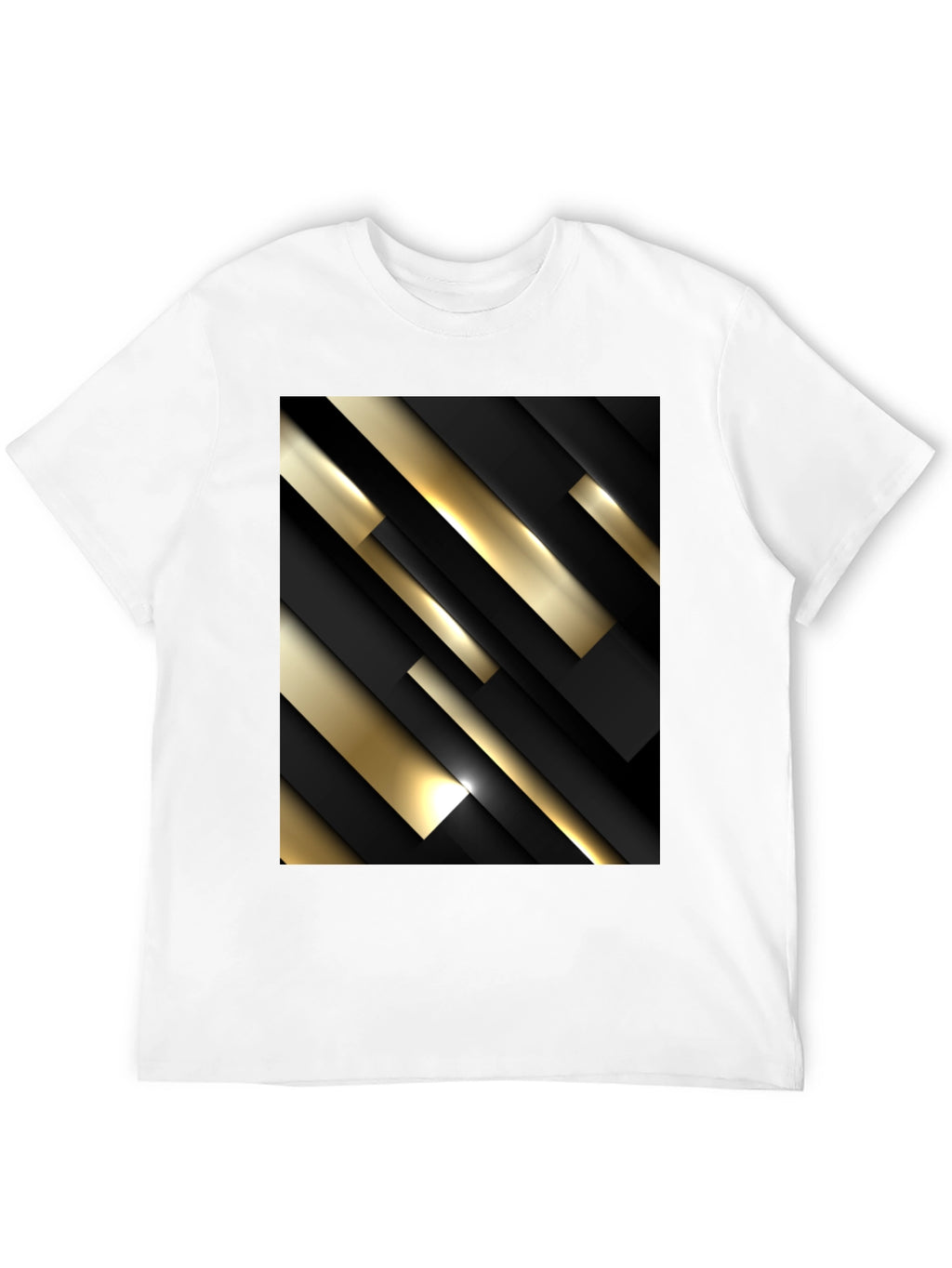 Stylish Black T-Shirt with Abstract Gold & Black Design