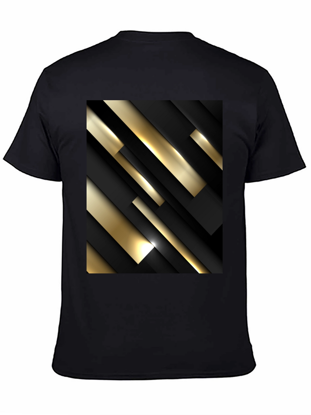 Stylish Black T-Shirt with Abstract Gold & Black Design